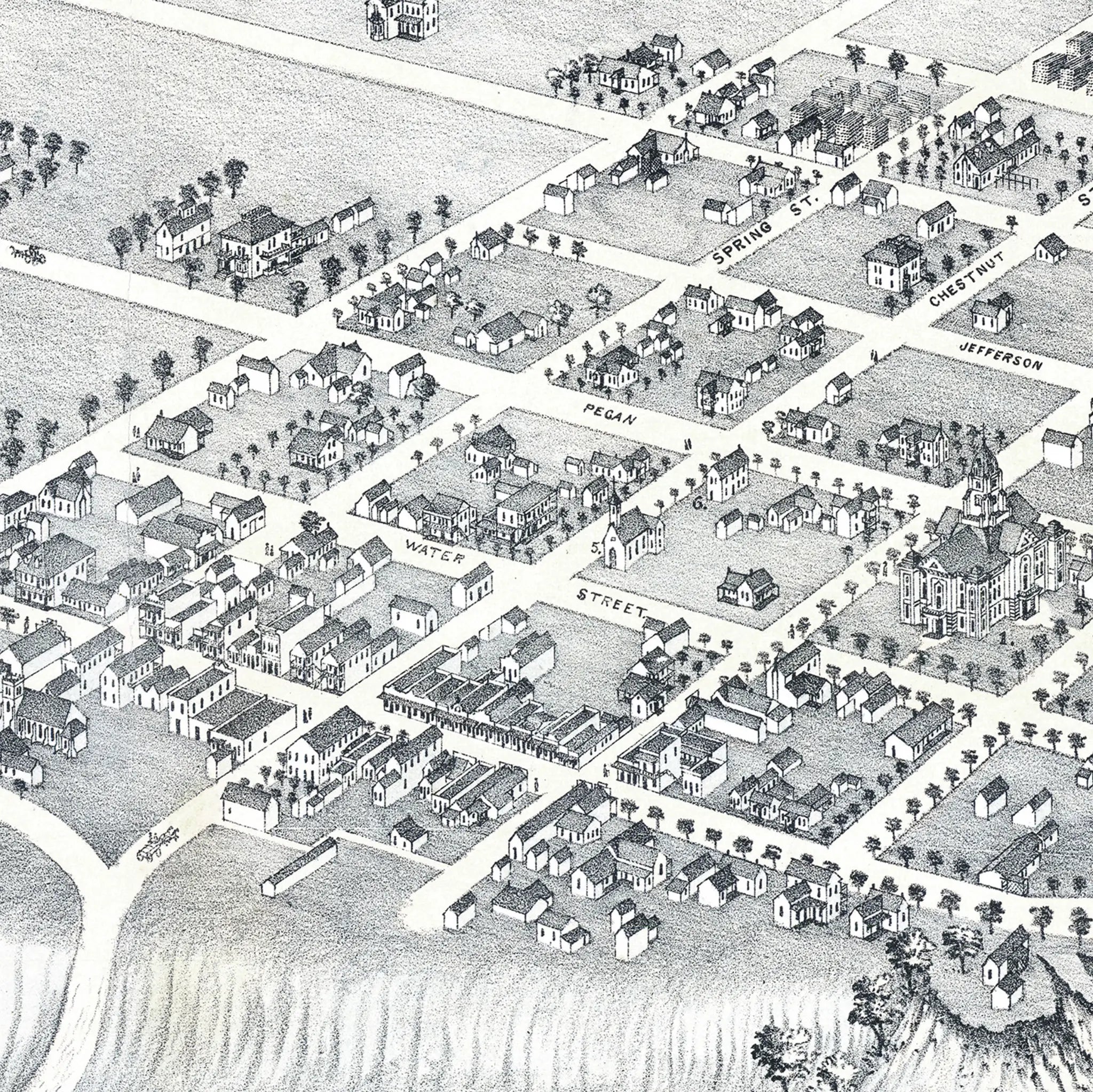 Bastrop Bird's-Eye Map - Vintage 1887 Koch Central Texas Historical Map