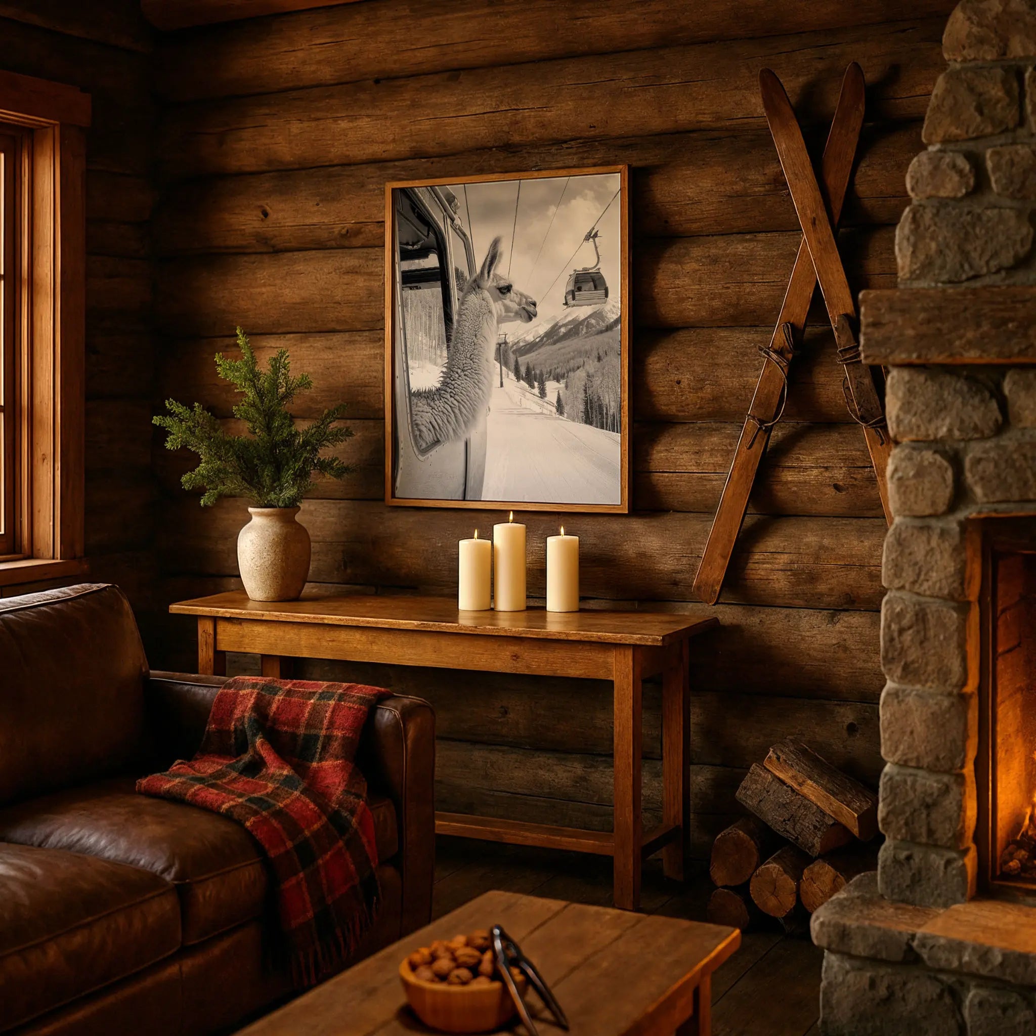 Llama Gondola Photo in Cozy Alpine Retreat