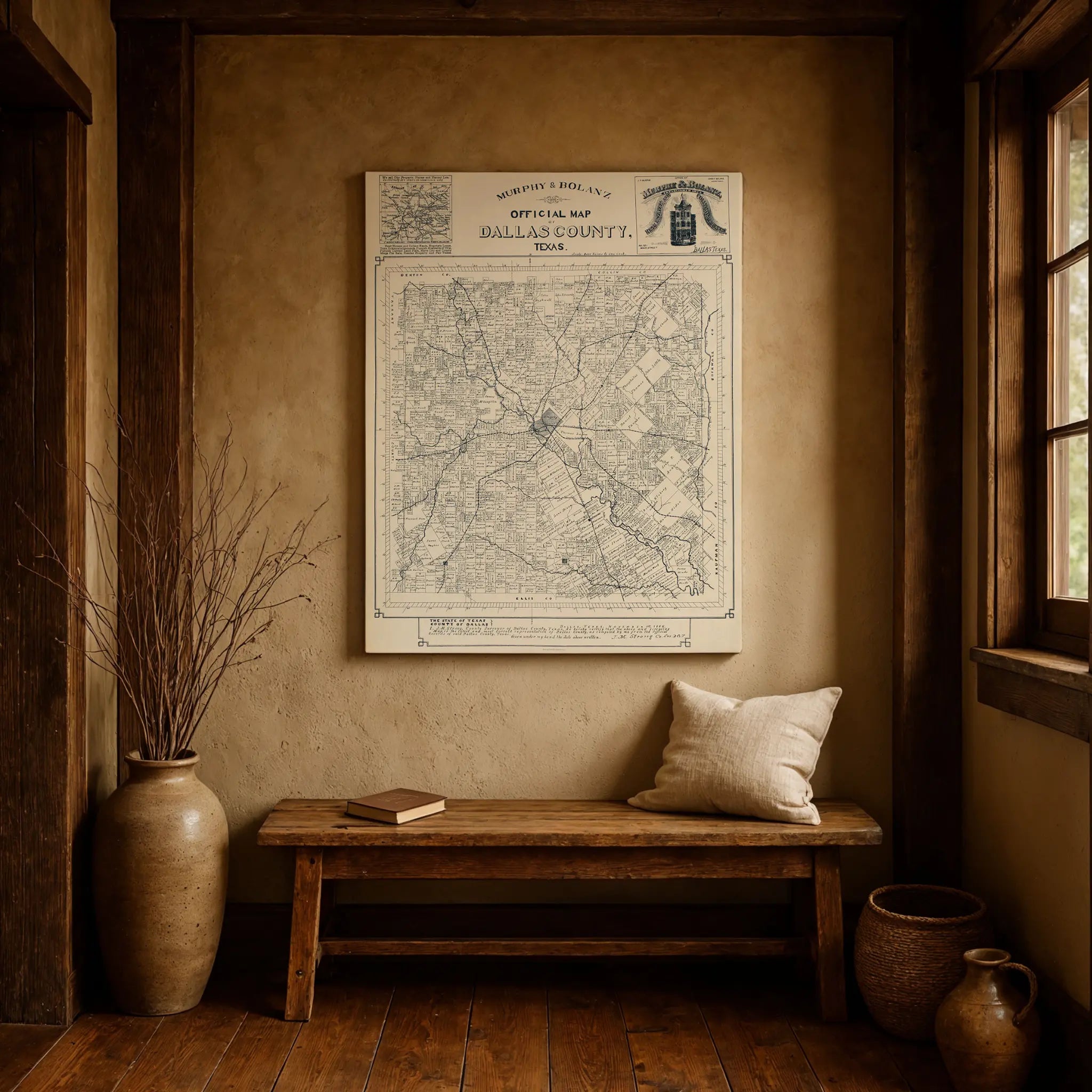 Dallas County Map - Vintage 1886 Official County Map by Murphy & Bolanz