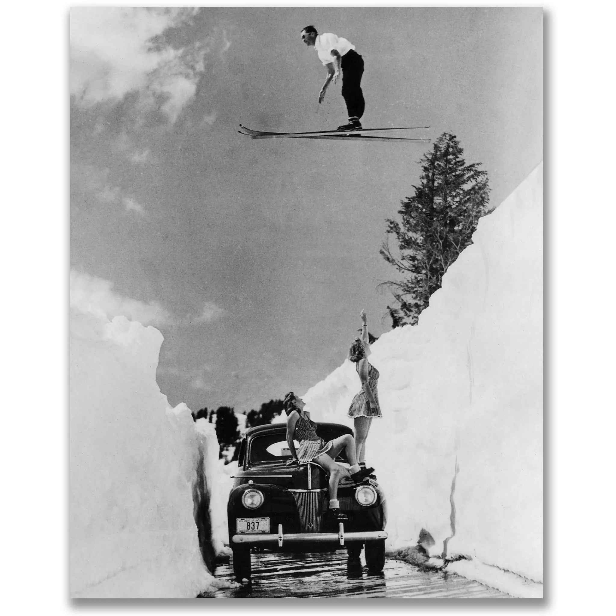 Vintage Ski Jump Photograph - Classic Alpine Daredevil Adventure