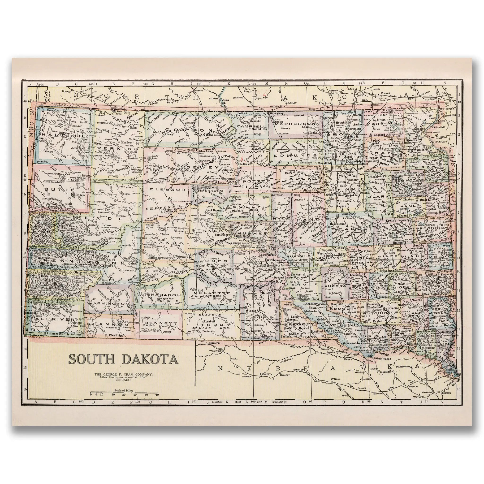 South Dakota Map - Leather Couch Setting