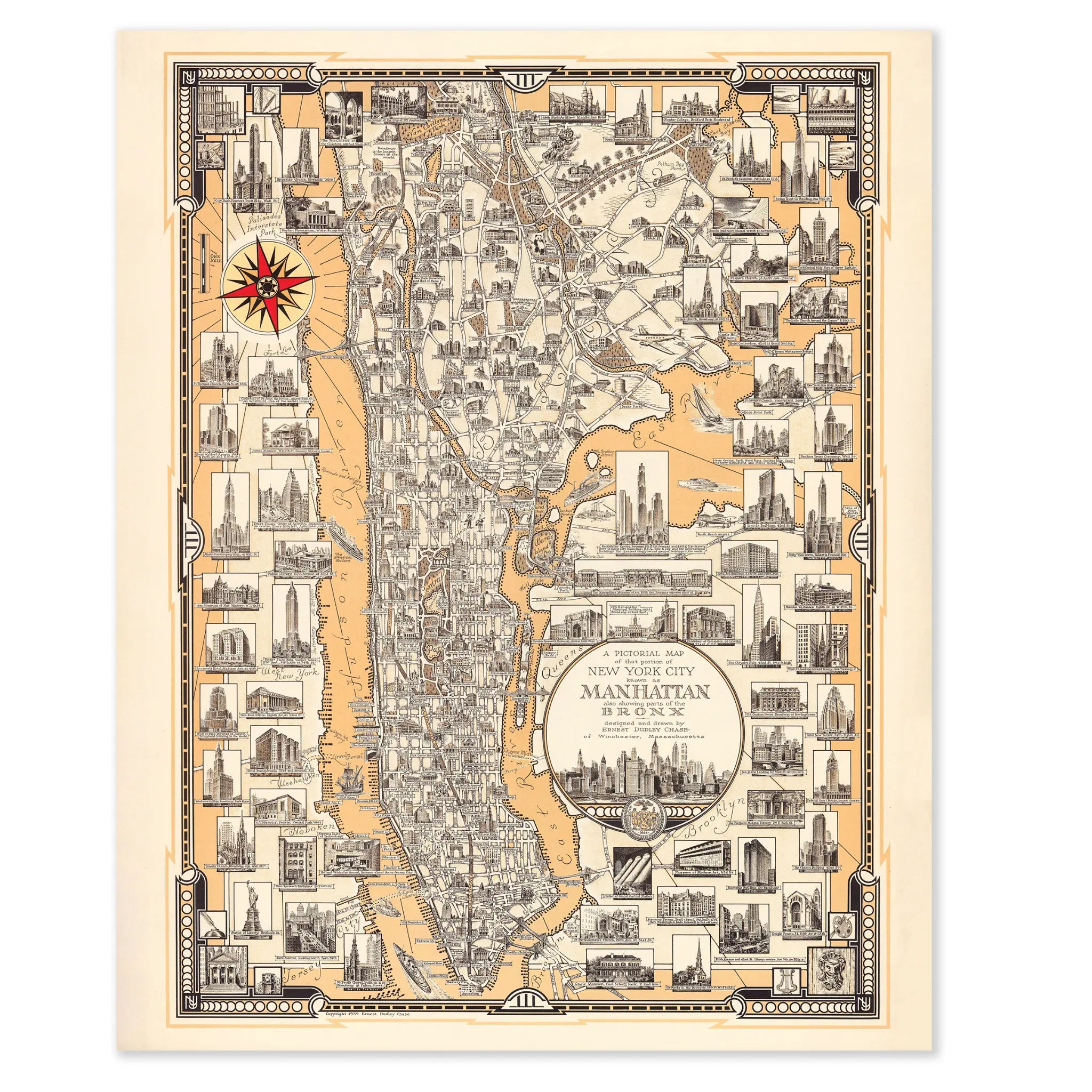 Manhattan Pictorial Map - Vintage 1939 New York City Map