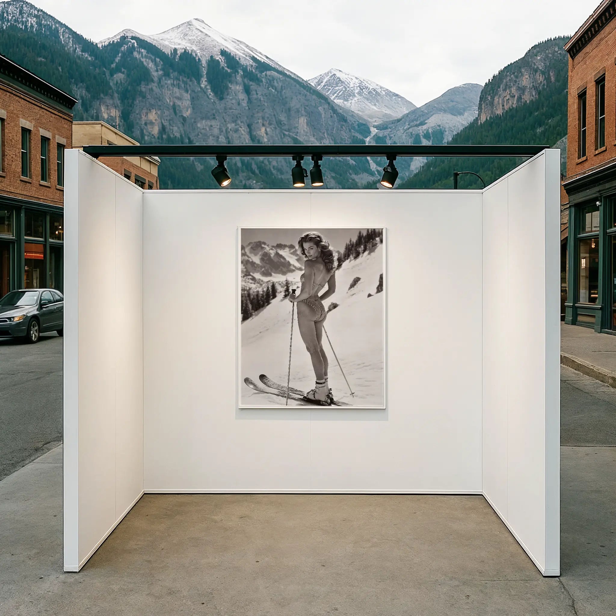 Vintage Ski Club Group Photo in Mountain Pop-Up Gallery