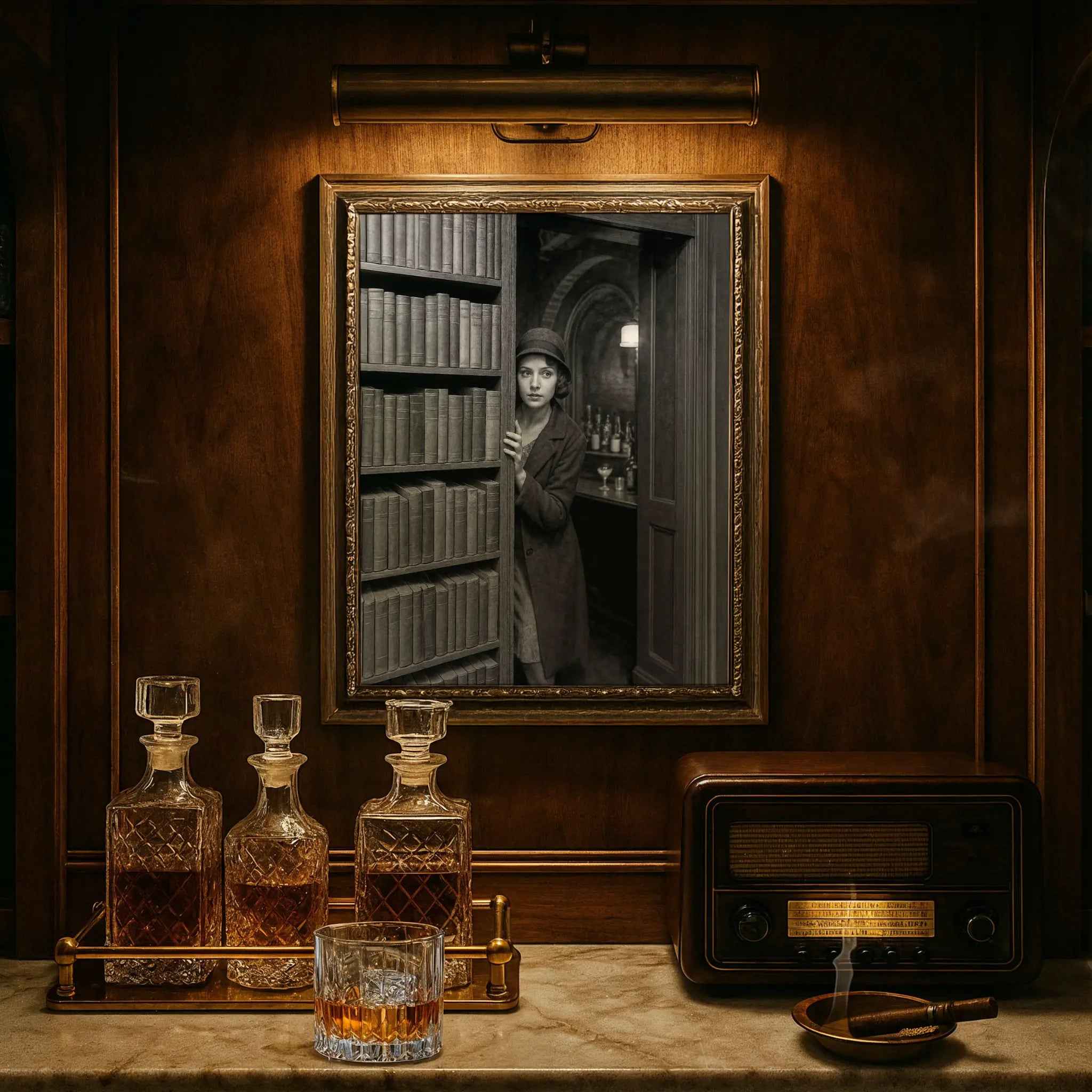 Speakeasy Hidden Door - Historic Secret Bookshelf Entrance Photograph