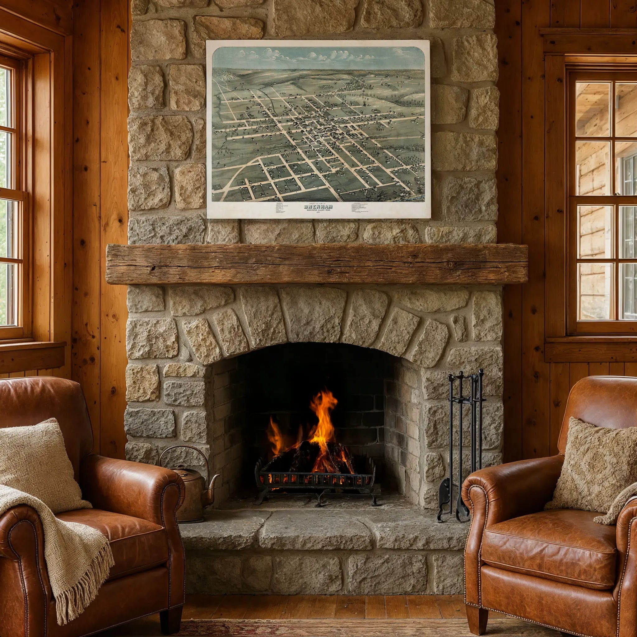 Brenham Bird's-Eye Map - Vintage 1873 Texas Historical City Map