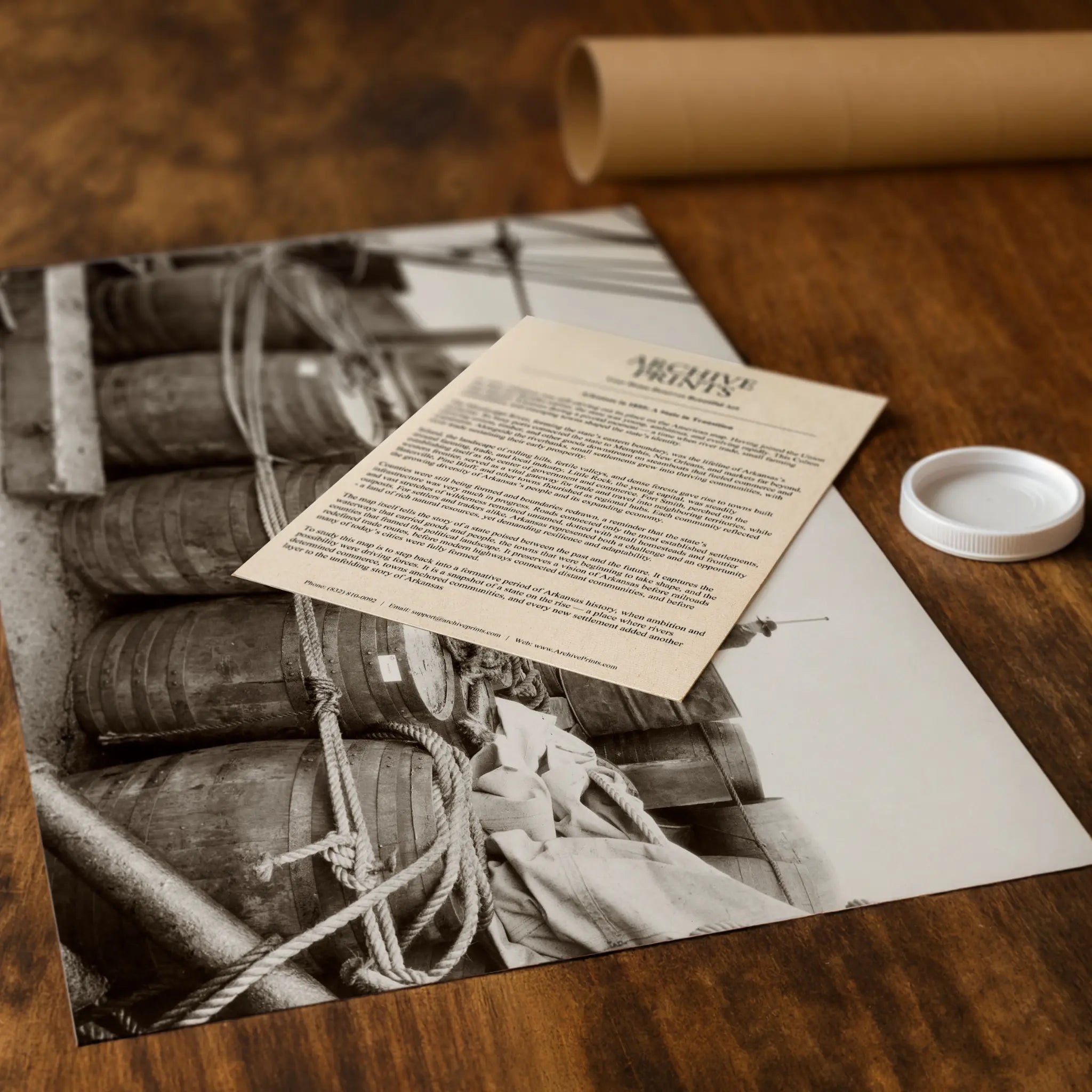 Professional packaging for prohibition photograph with tube and historical documentation materials