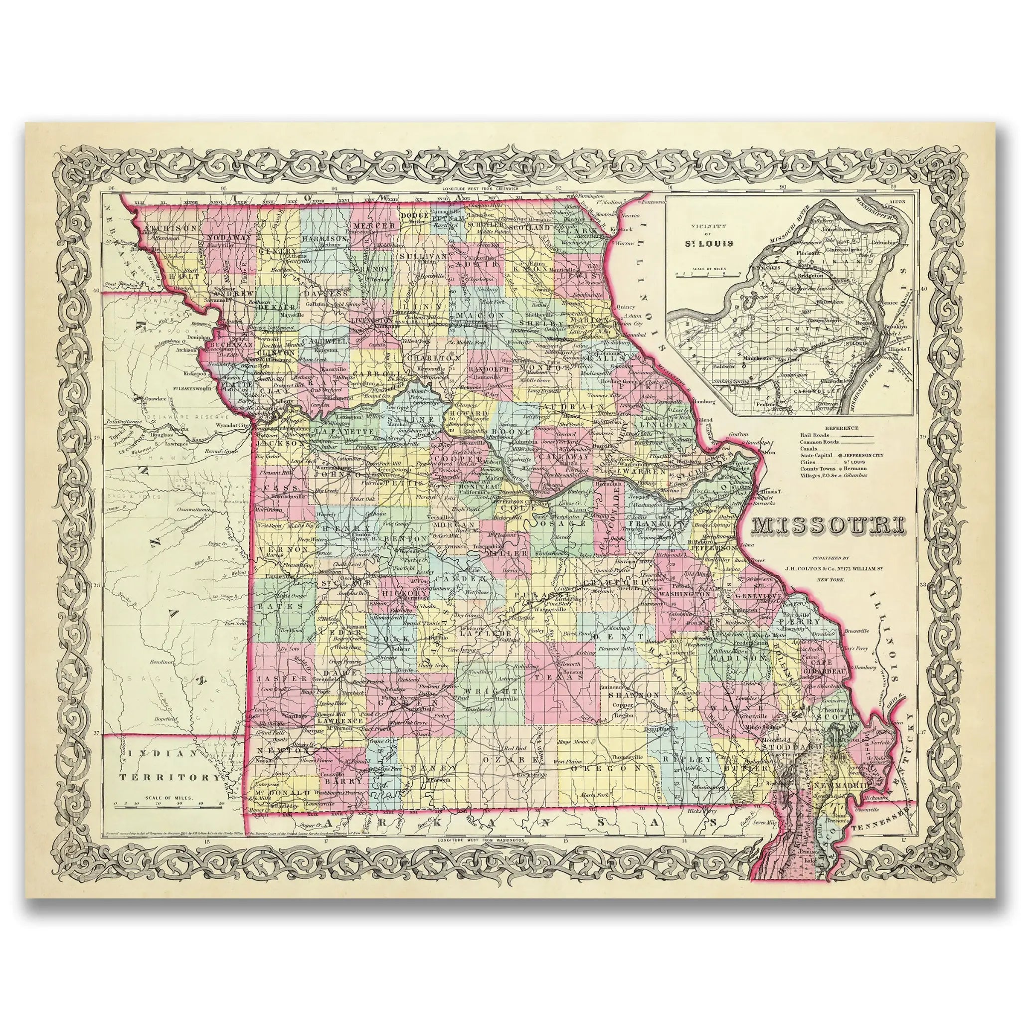 Missouri Map - Vintage State Map by Colton