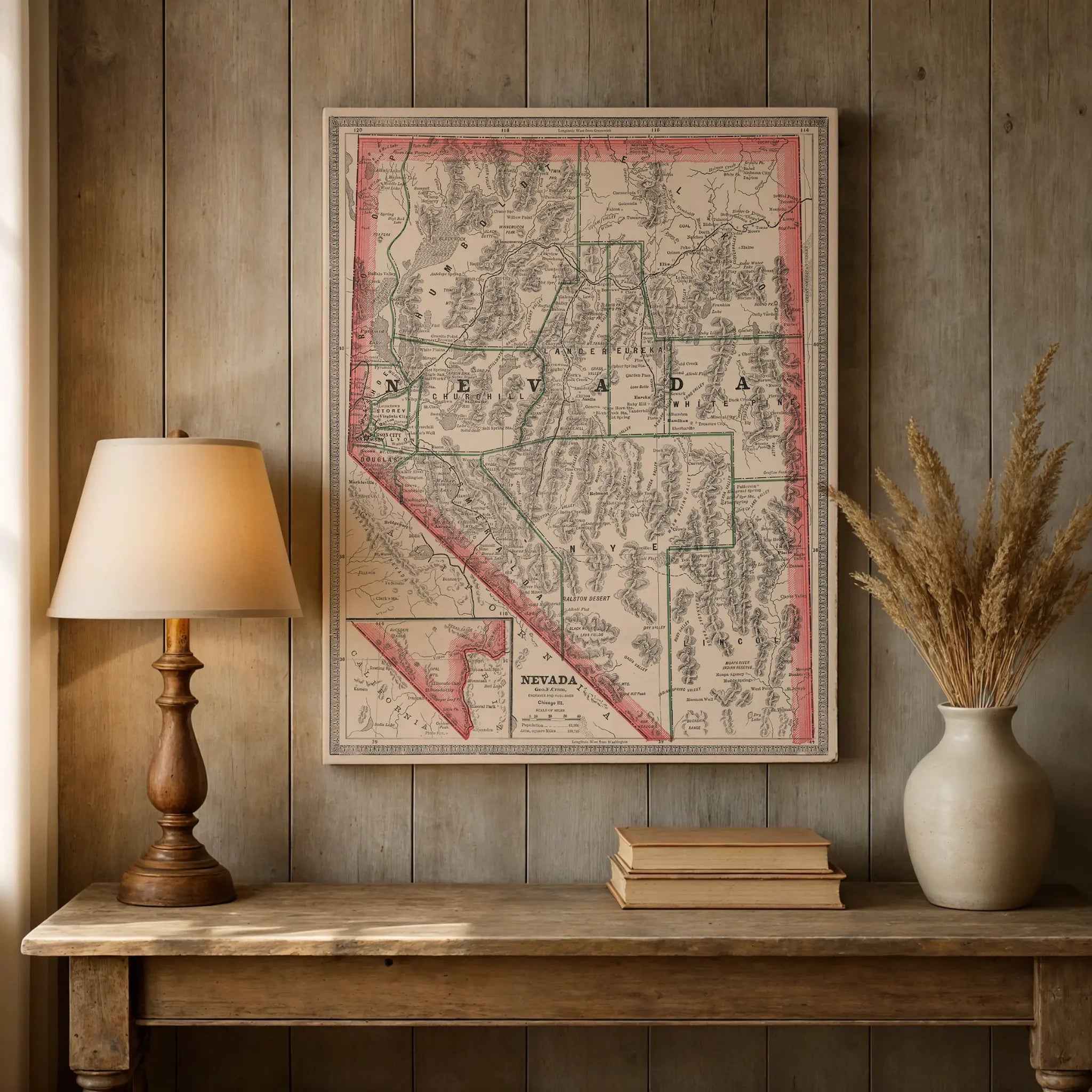 Nevada Map - Vintage 1883 Historical Map Art Print