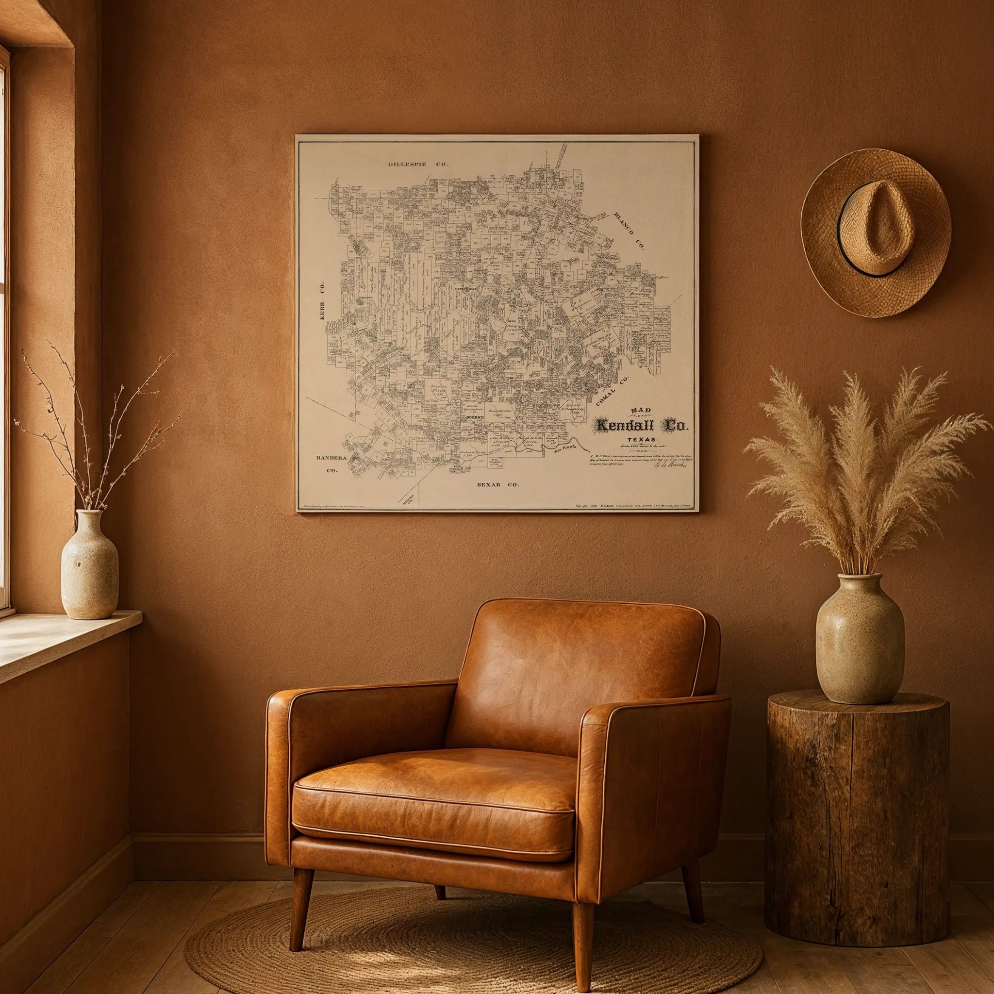 Kendall County Map - Vintage 1879 Texas General Land Office Map