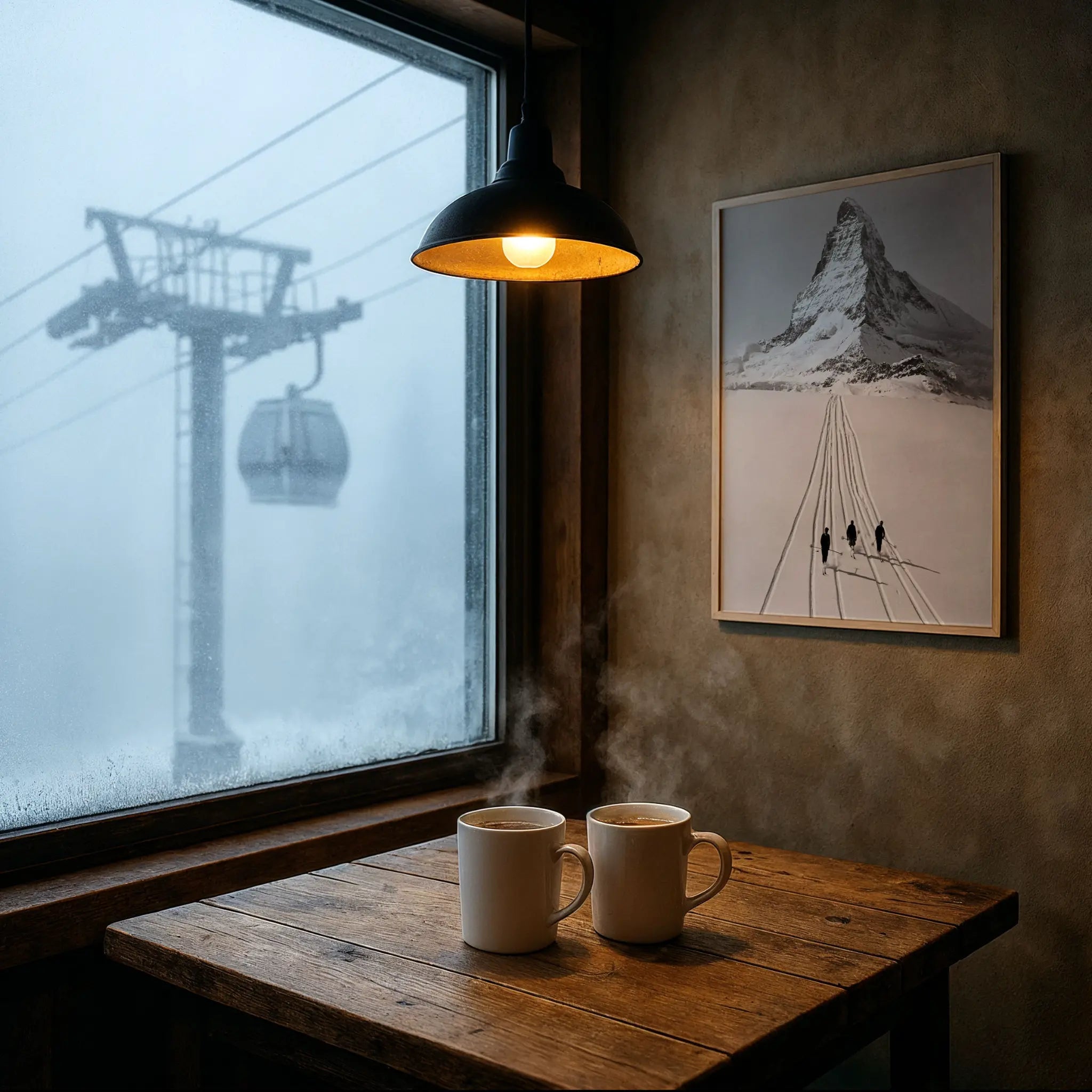 Vintage Matterhorn Ski Photo in Foggy Mountain Cafe