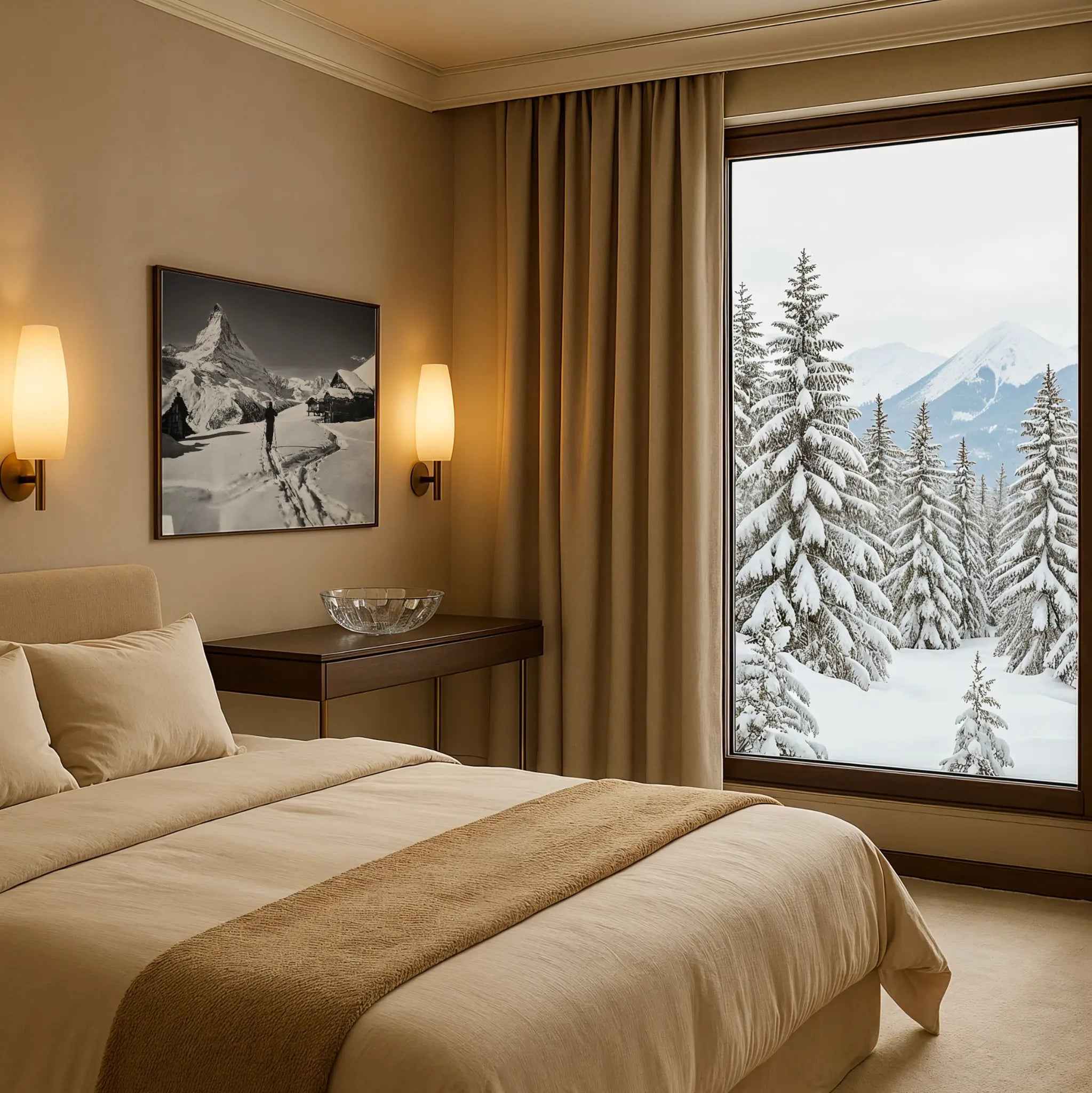 Vintage Matterhorn Skier Photo - Classic Swiss Alpine Artwork