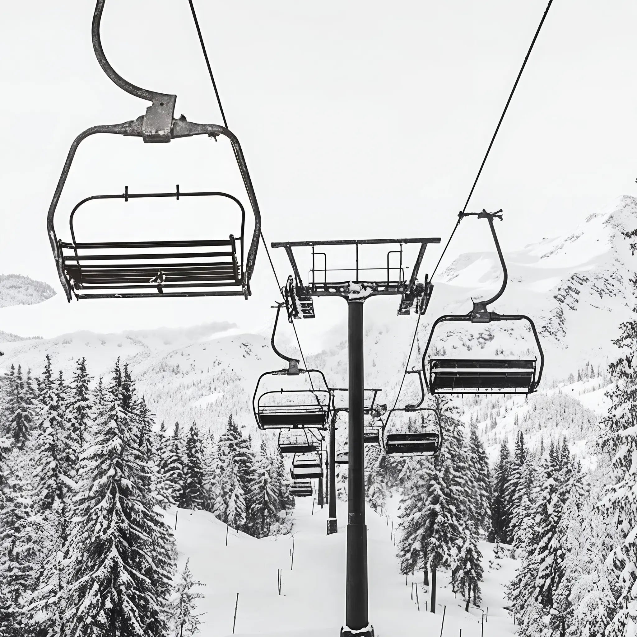 Vintage Ski Lift Detail Close-Up