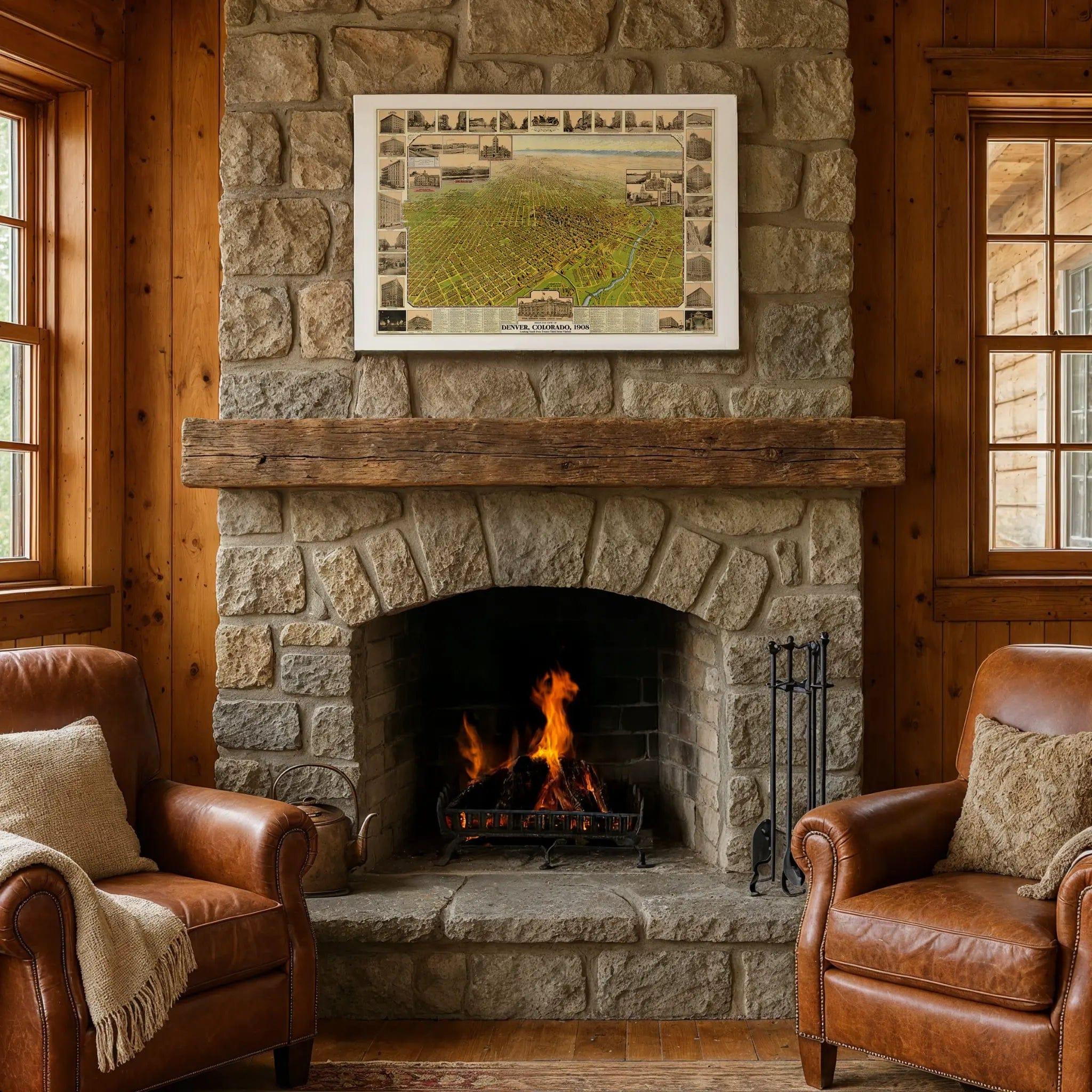 Denver Vintage Bird's-Eye Map - 1908 Colorado Historical City Map - Archive Prints