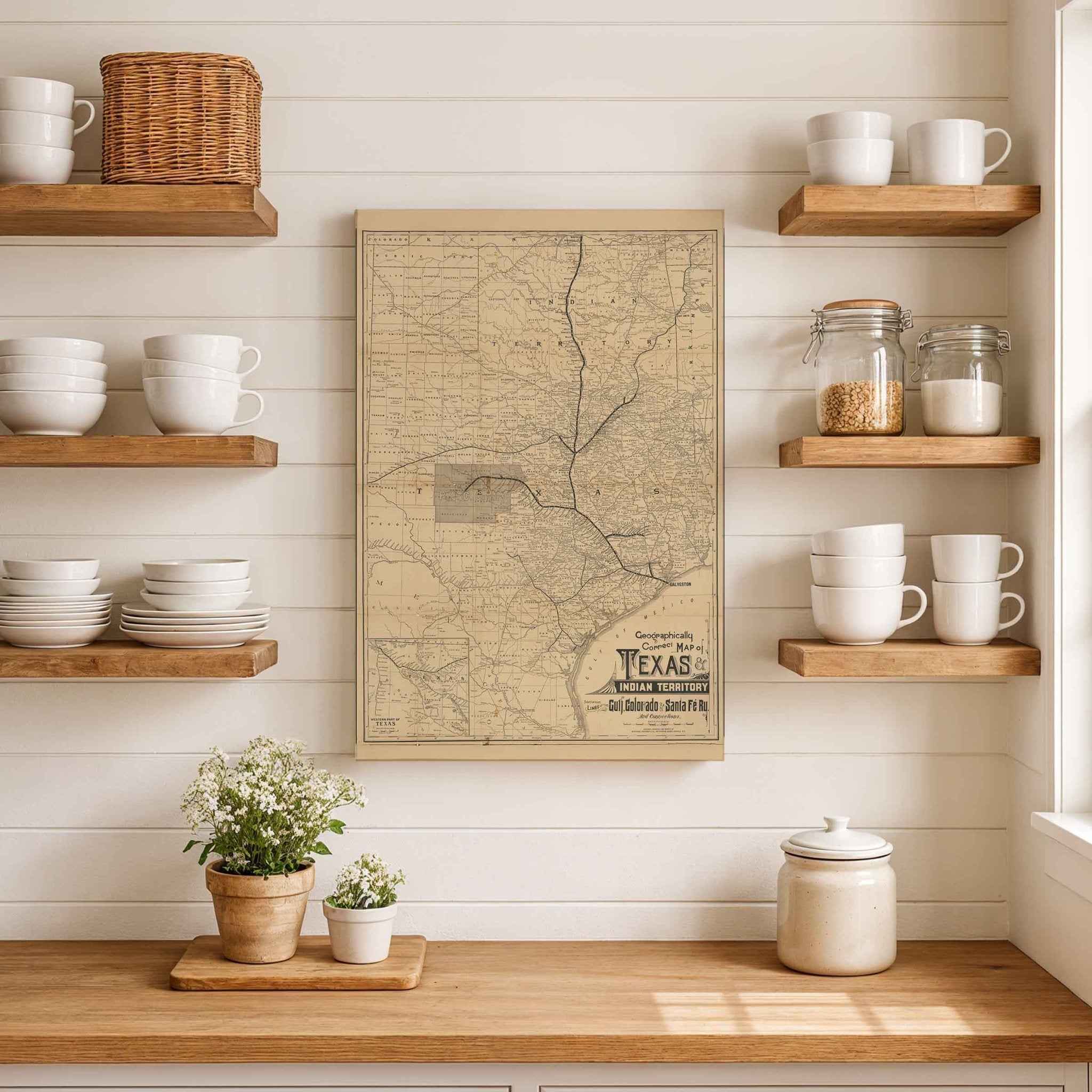 Geographically Correct Map of Texas and Indian Territory