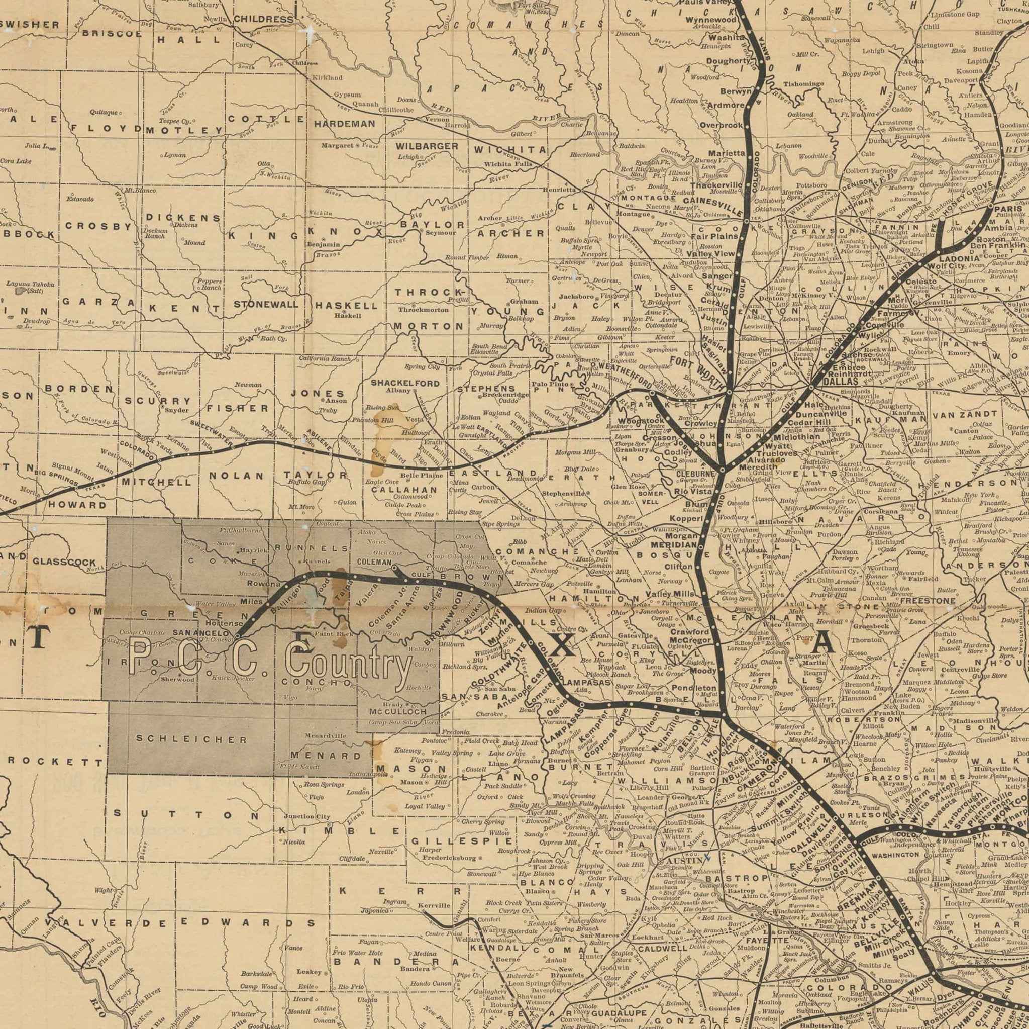 Geographically Correct Map of Texas and Indian Territory