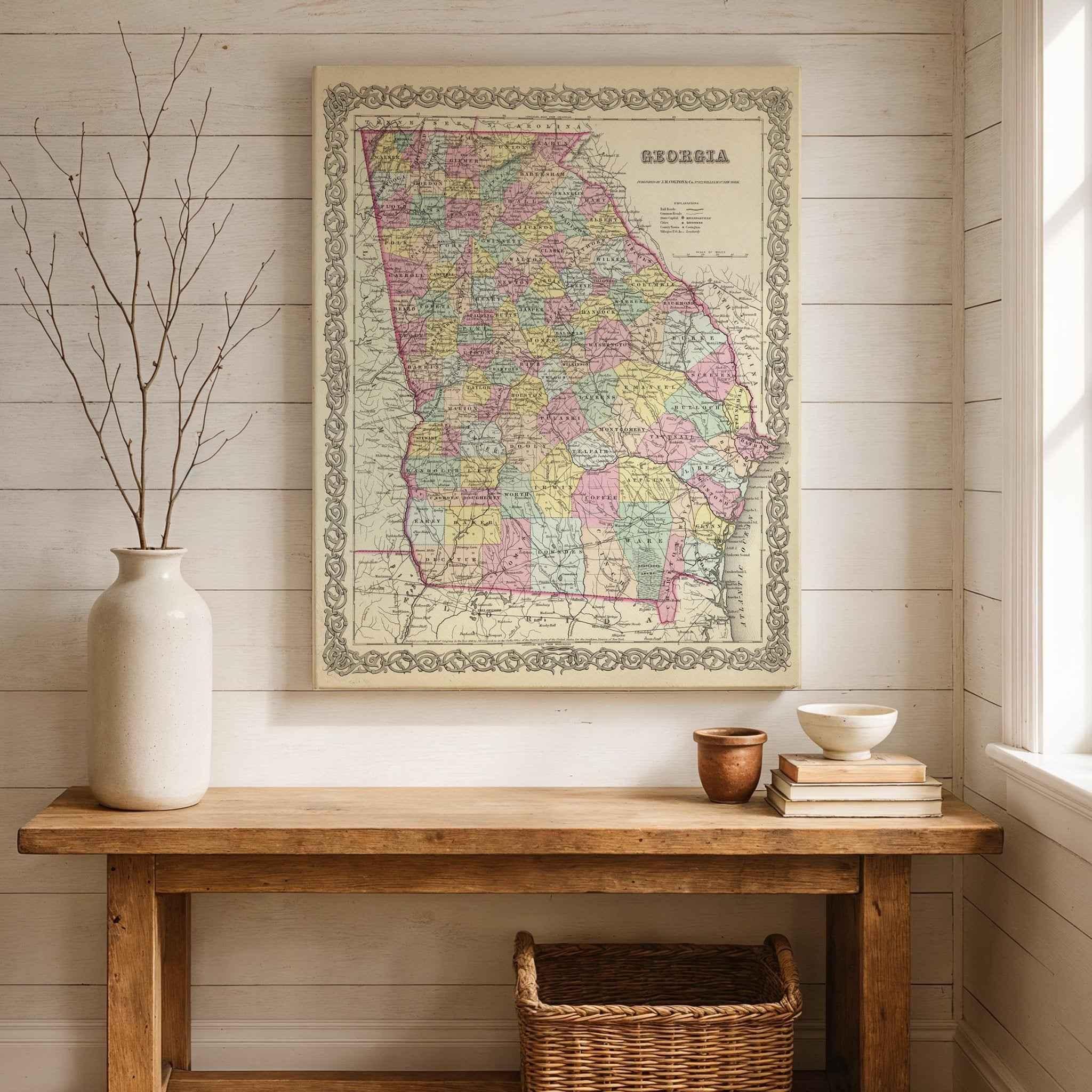Georgia Map For Collectors By G W Colton 1856 Vintage