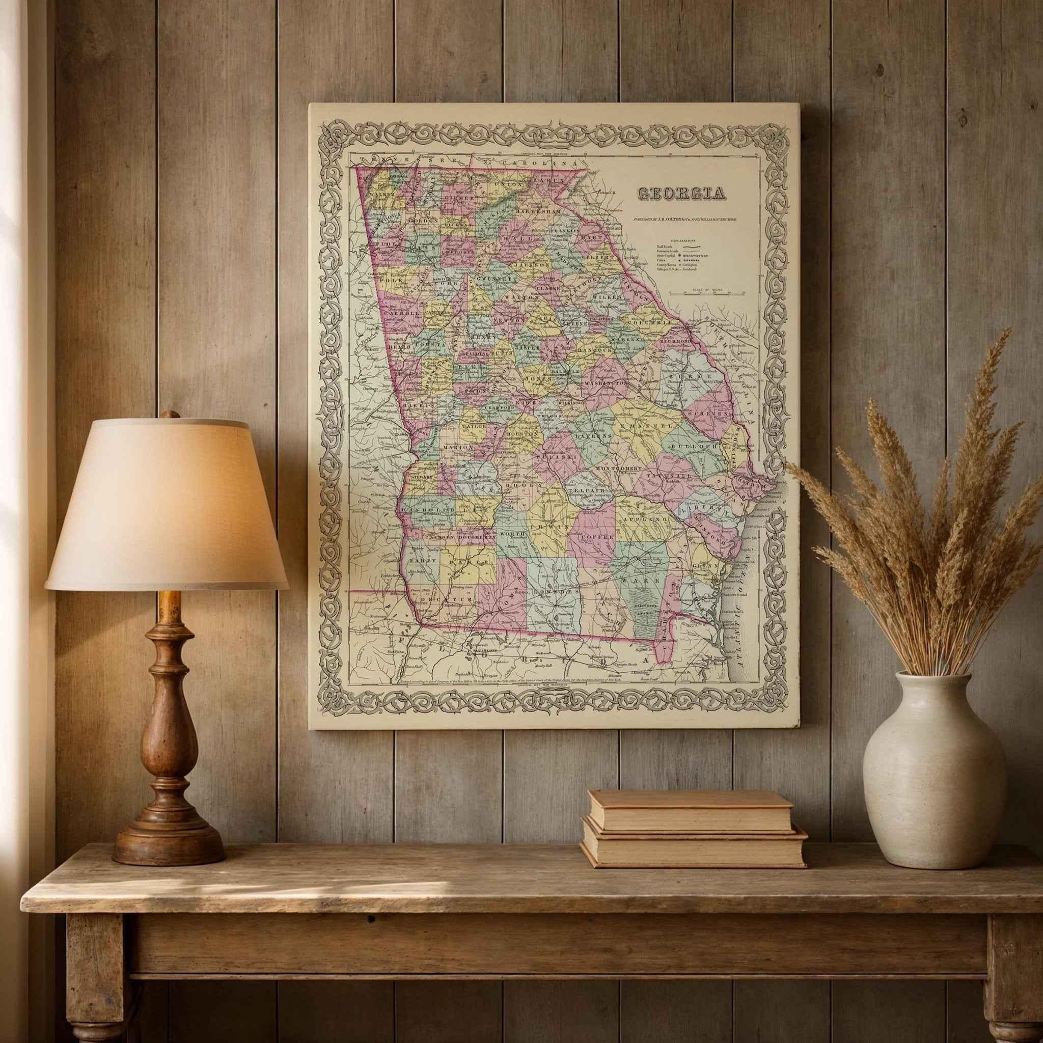 Georgia Map For Collectors By G W Colton 1856 Vintage