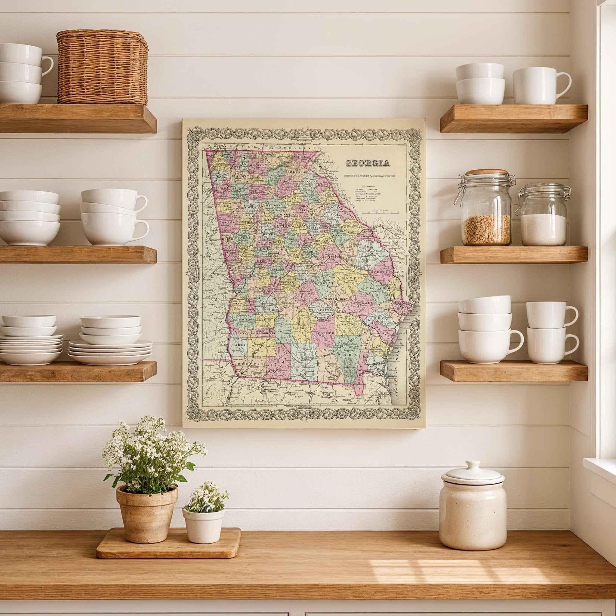 Georgia Map For Collectors By G W Colton 1856 Vintage