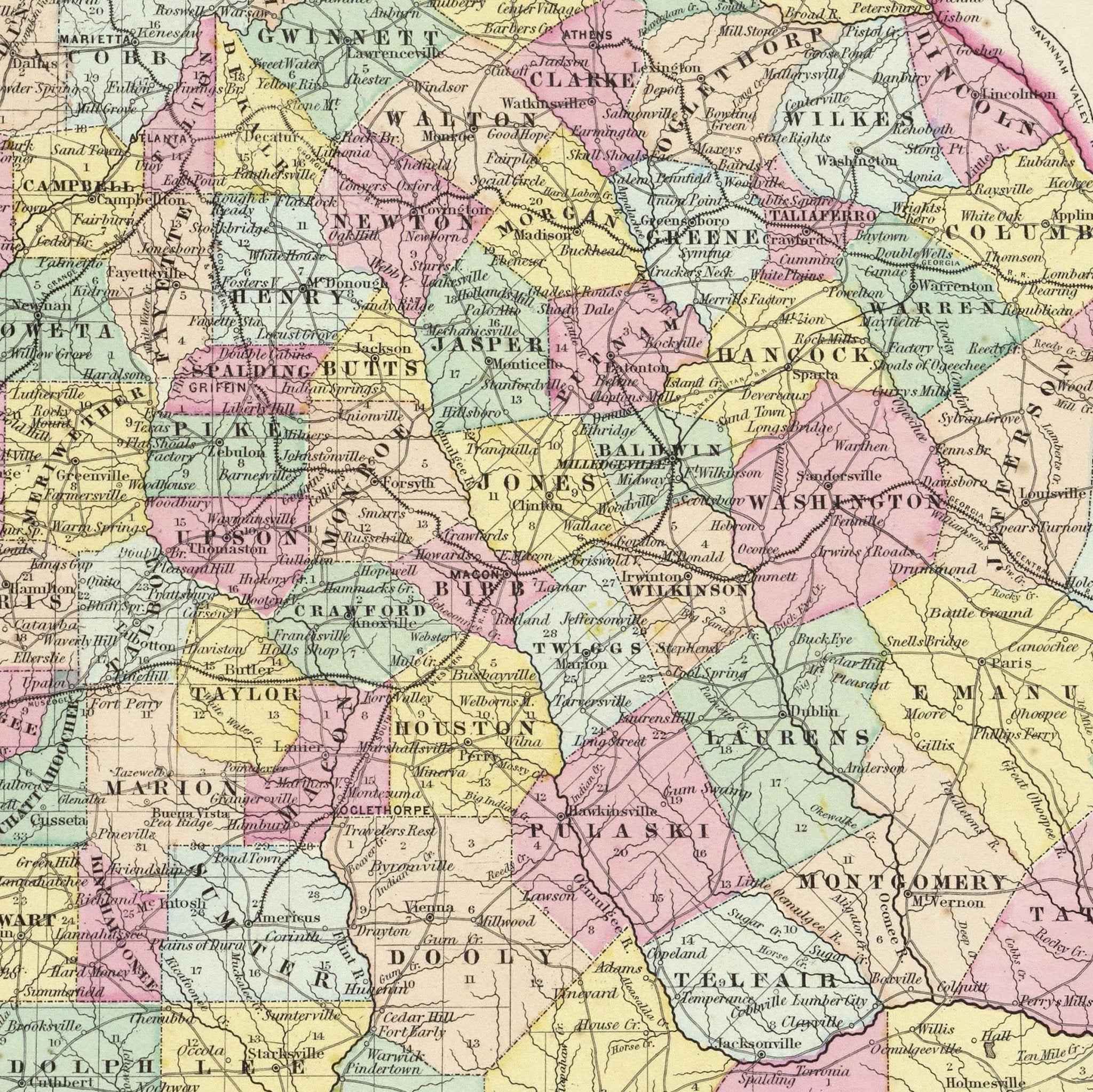 Georgia Map For Collectors By G W Colton 1856 Vintage