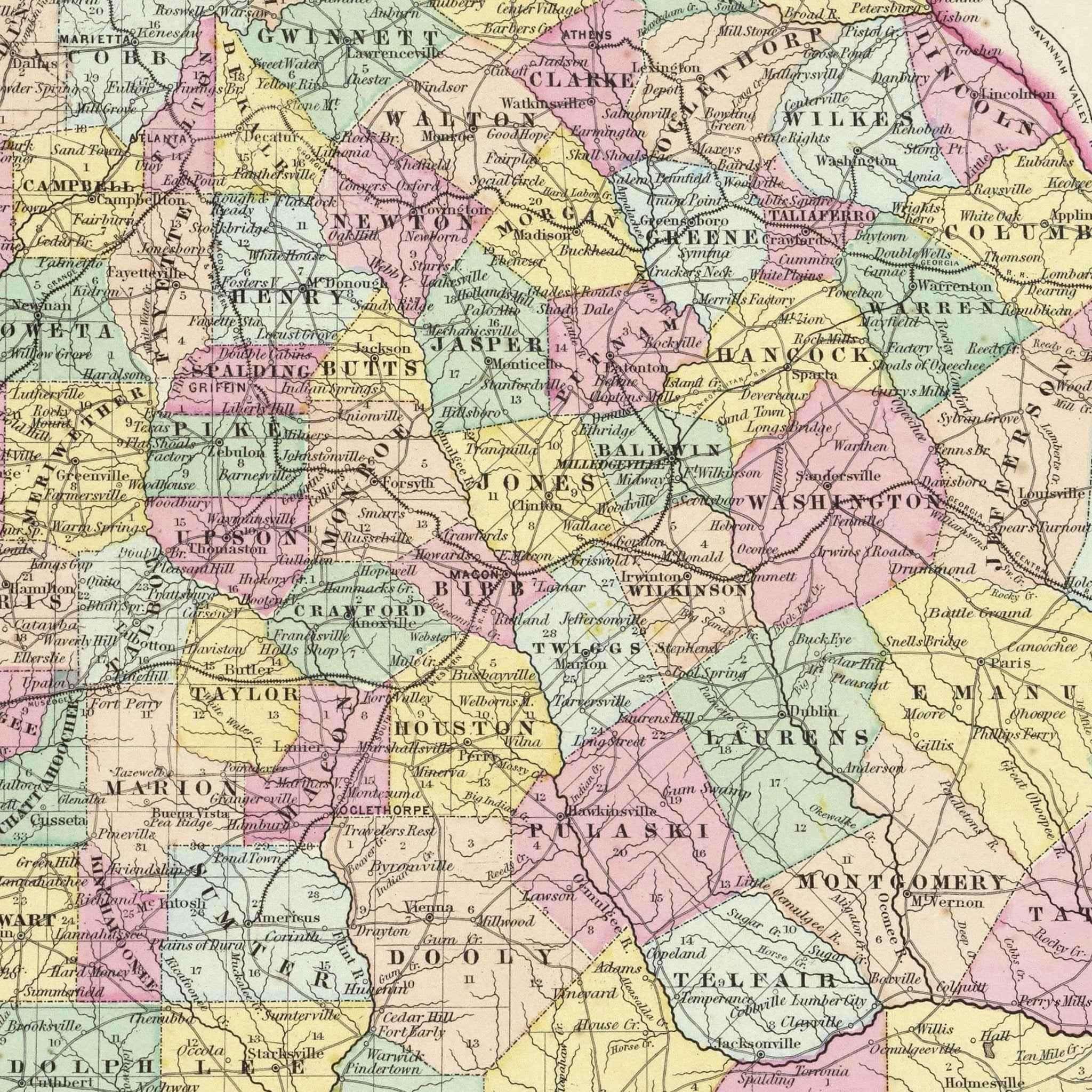 Georgia Map For Collectors By G W Colton 1856 Vintage