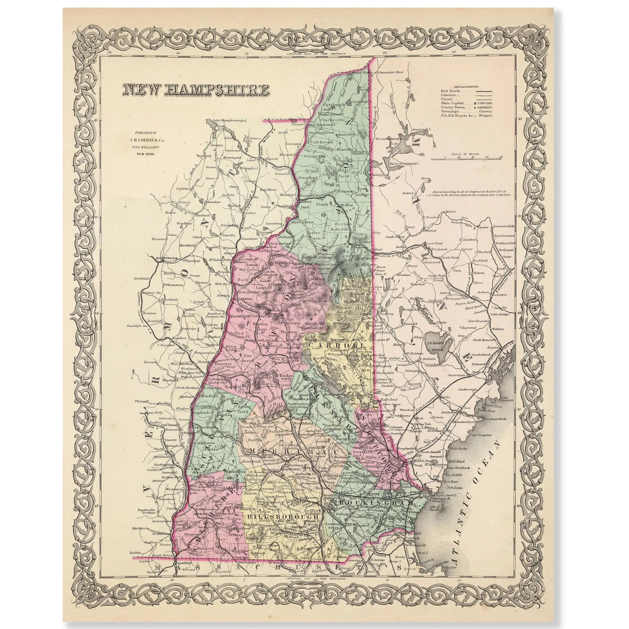 New Hampshire Map - Kitchen Setting