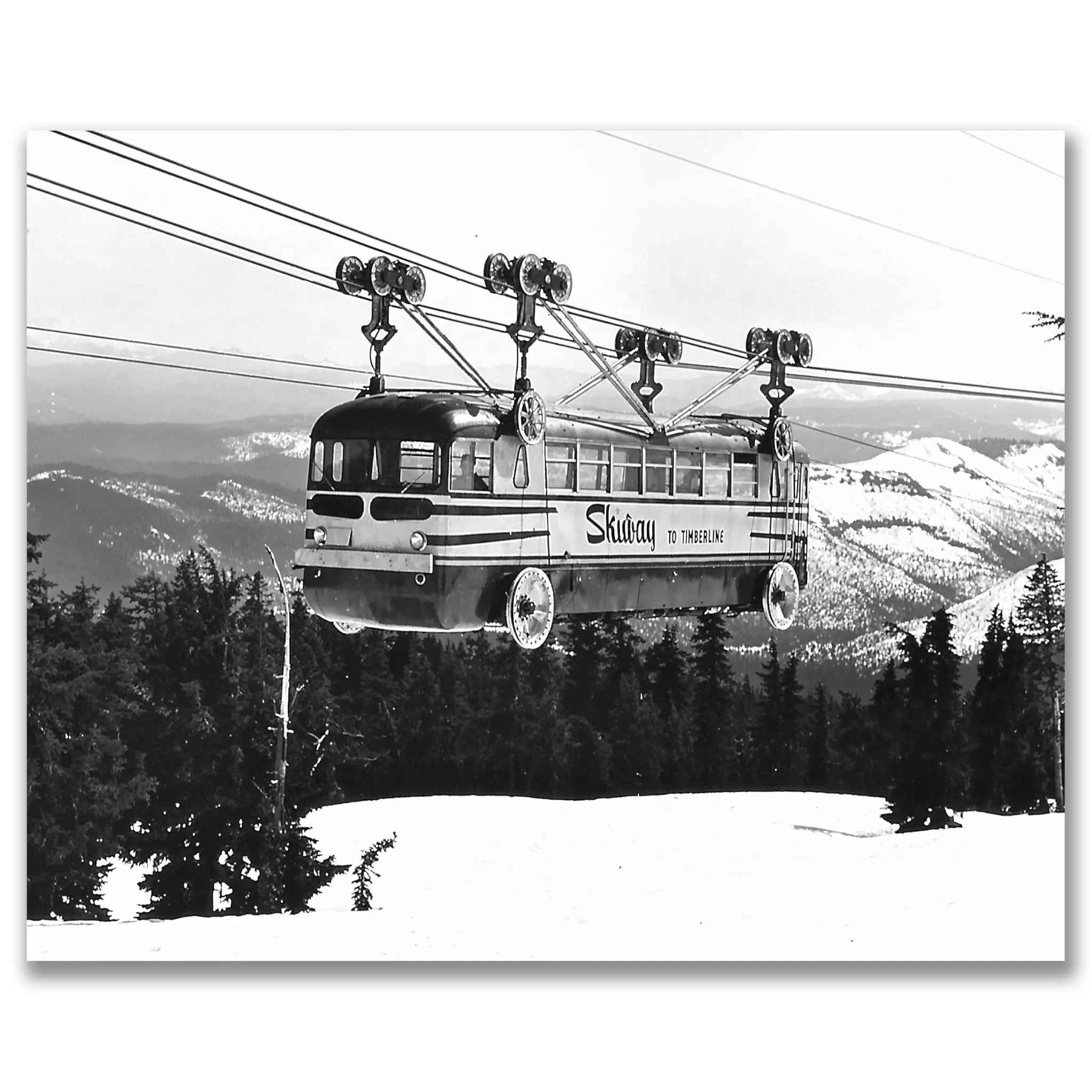 Vintage Ski Tramway Photograph - Captivating Skiway to Timberline Photo