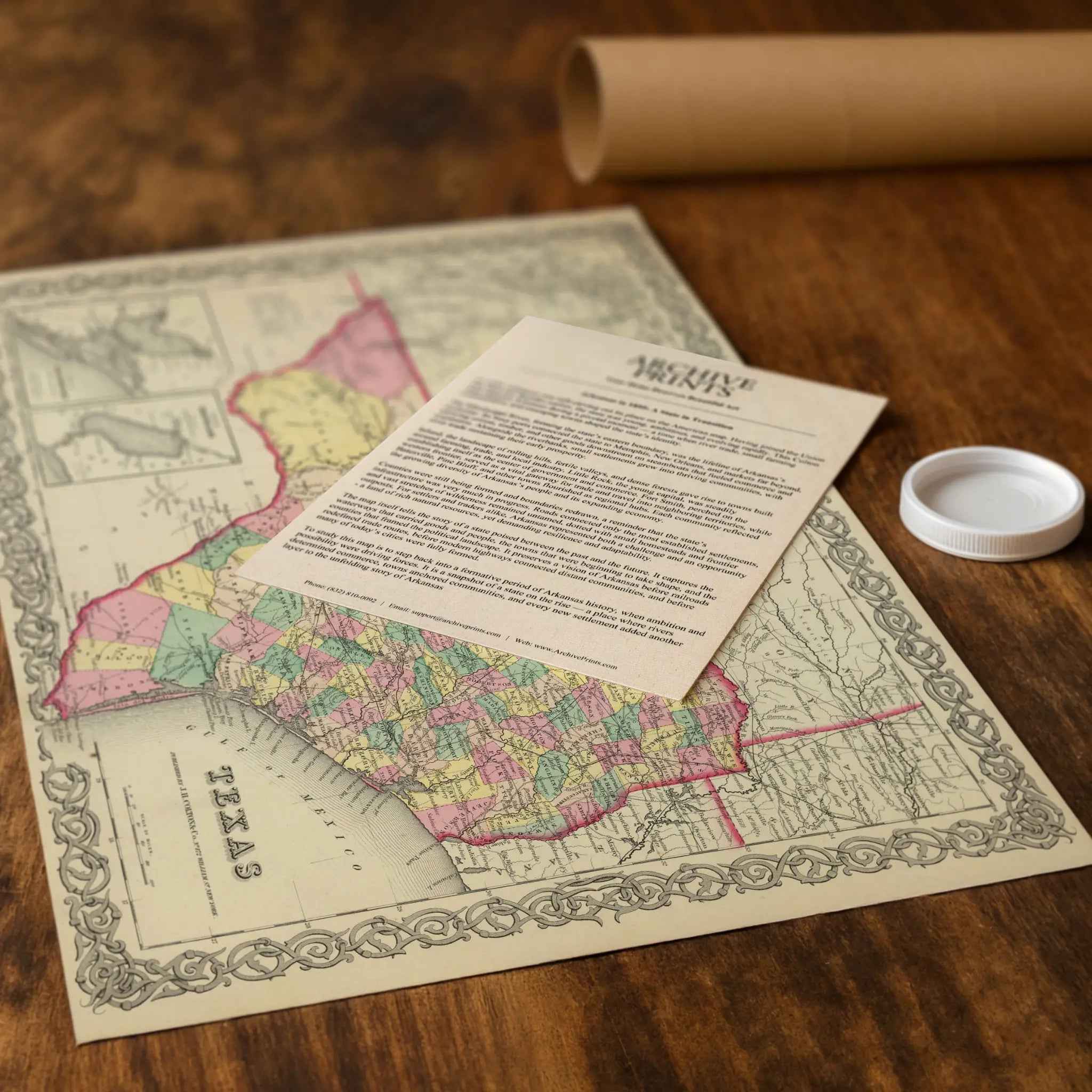 Texas Map - Vintage 1856 Colton Historical Wall Art