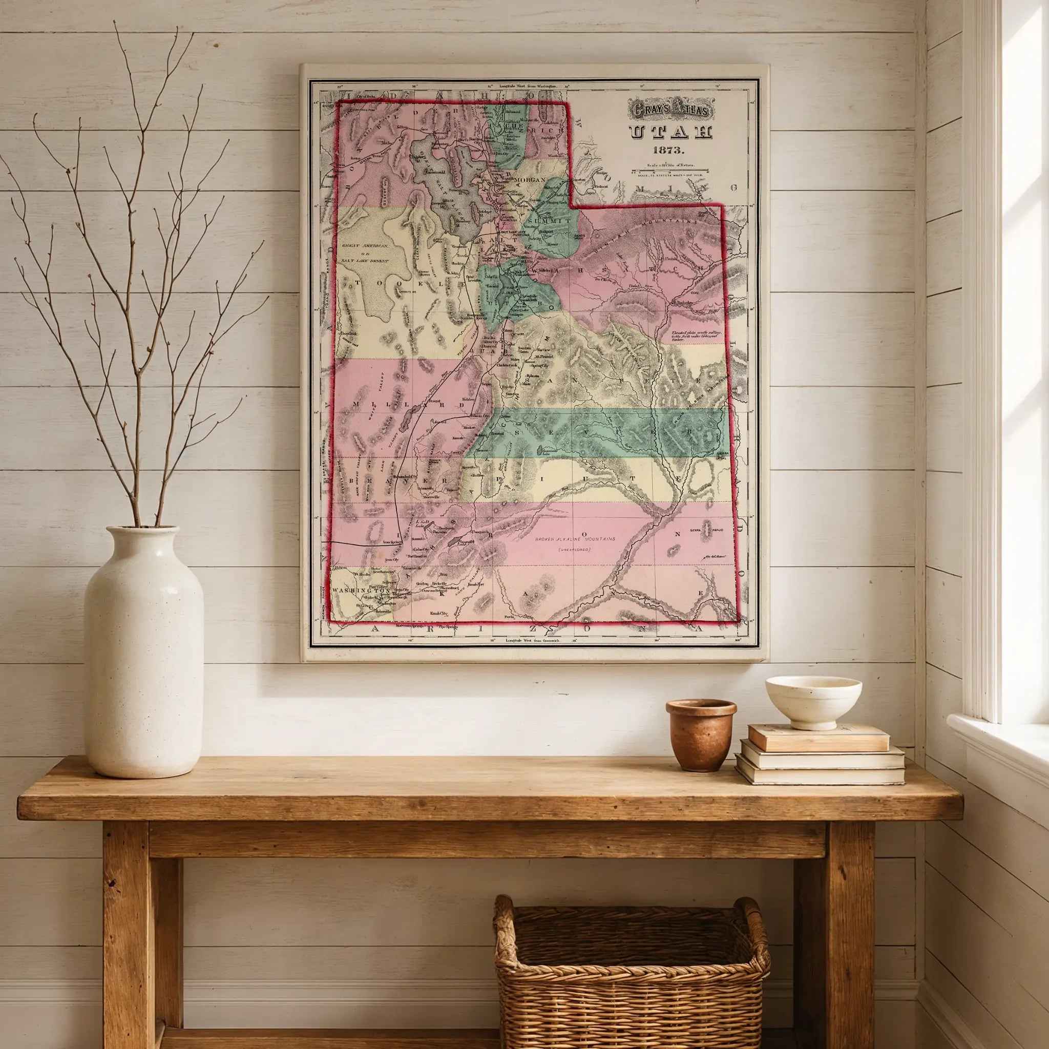 Utah Map - Vintage 1873 Gray's Atlas Historical Map for Collectors