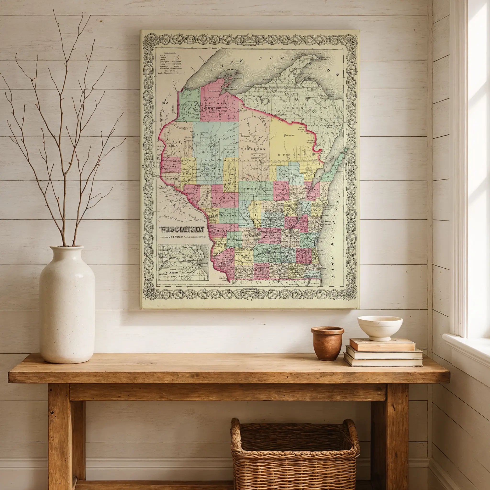 Wisconsin Map - Farmhouse Setting