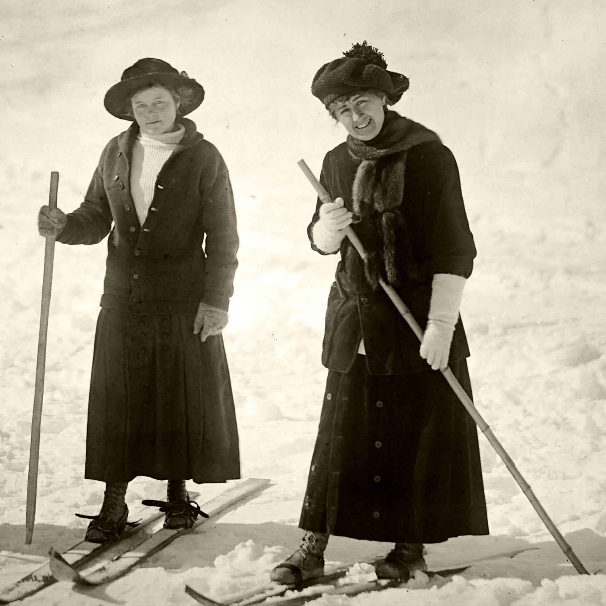 Victorian Women Skiing Photography - Historic Winter Sports Group