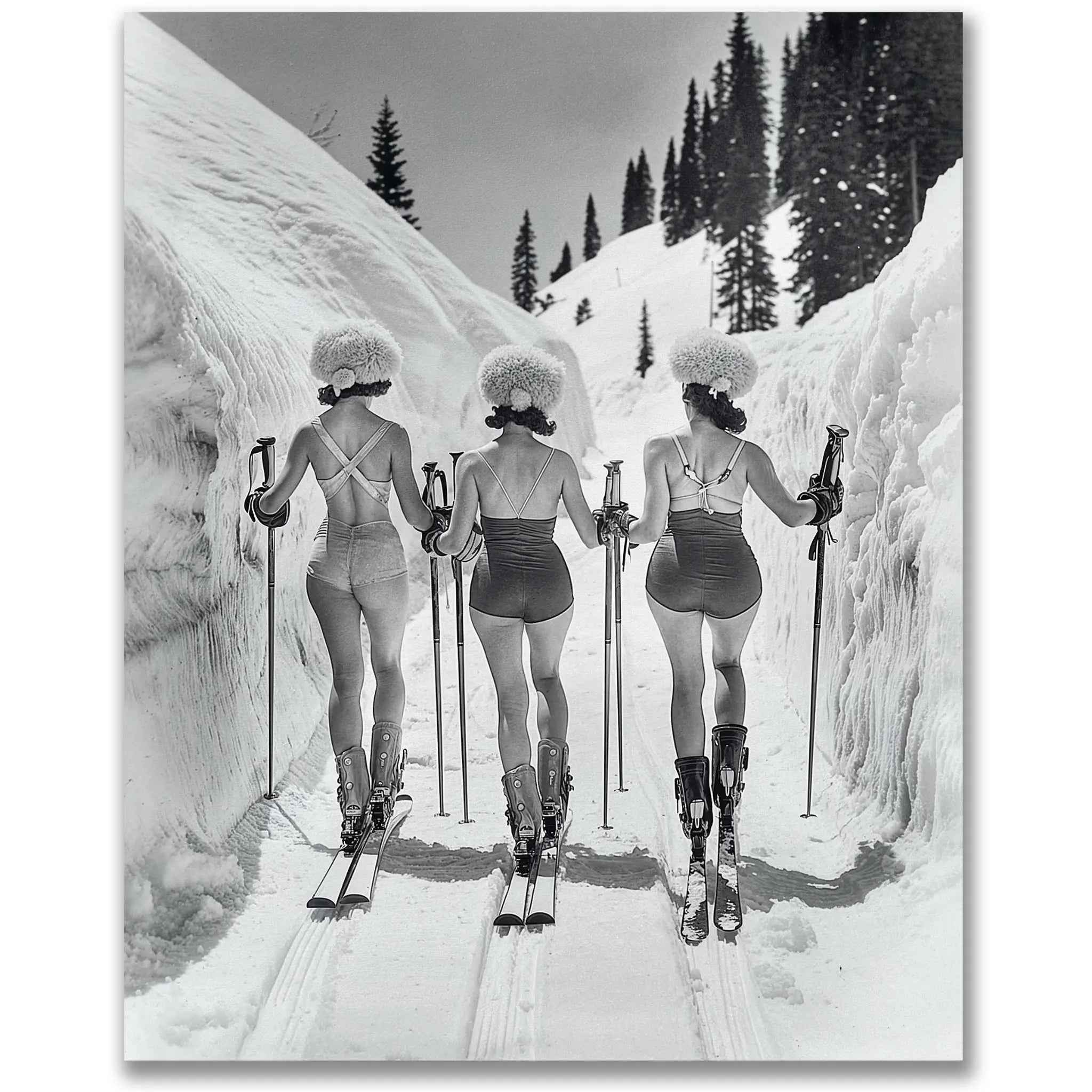 Vintage Ski Women Photograph - Alpine Adventure Art Print