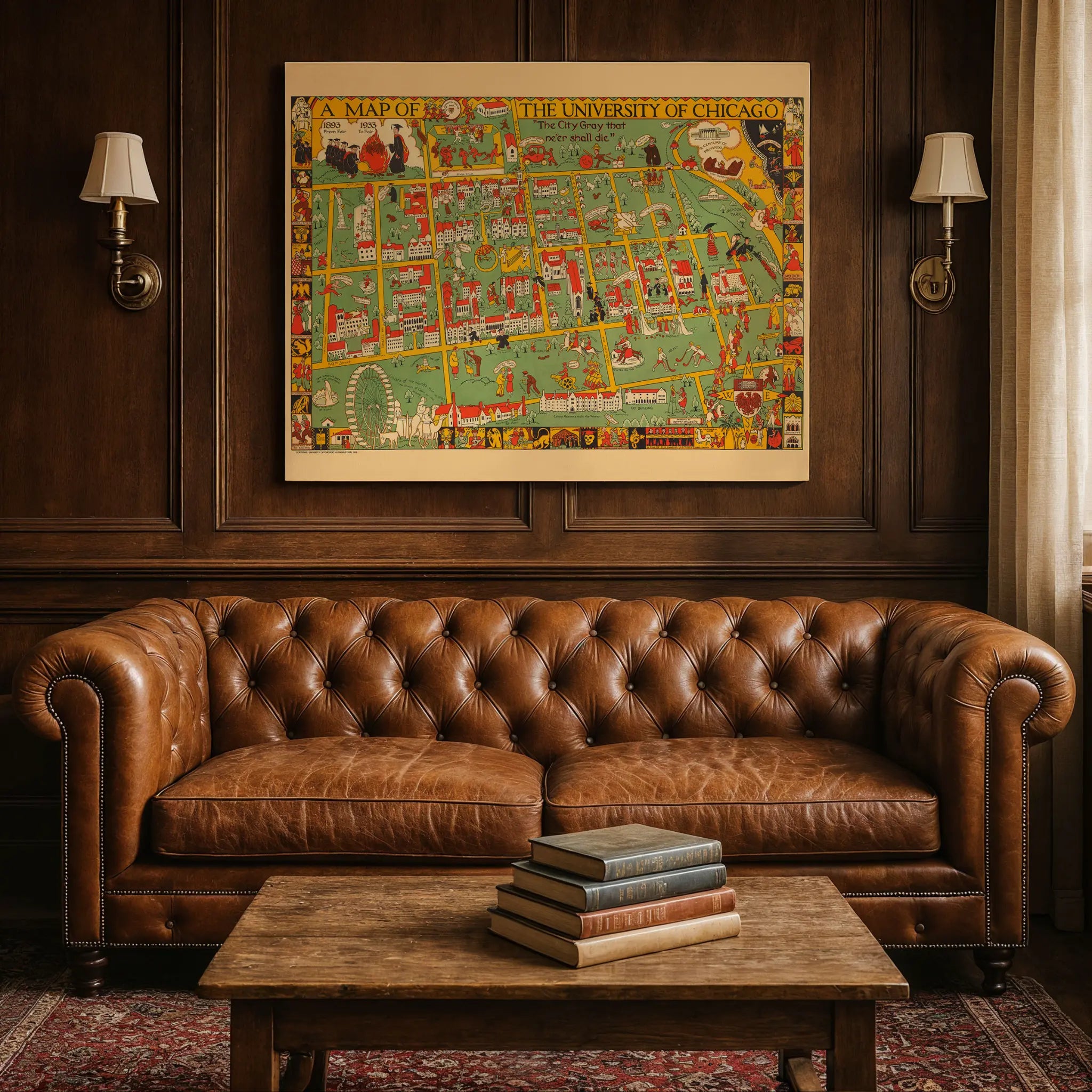 University of Chicago Map - Vintage 1932 Illustrated Campus Map