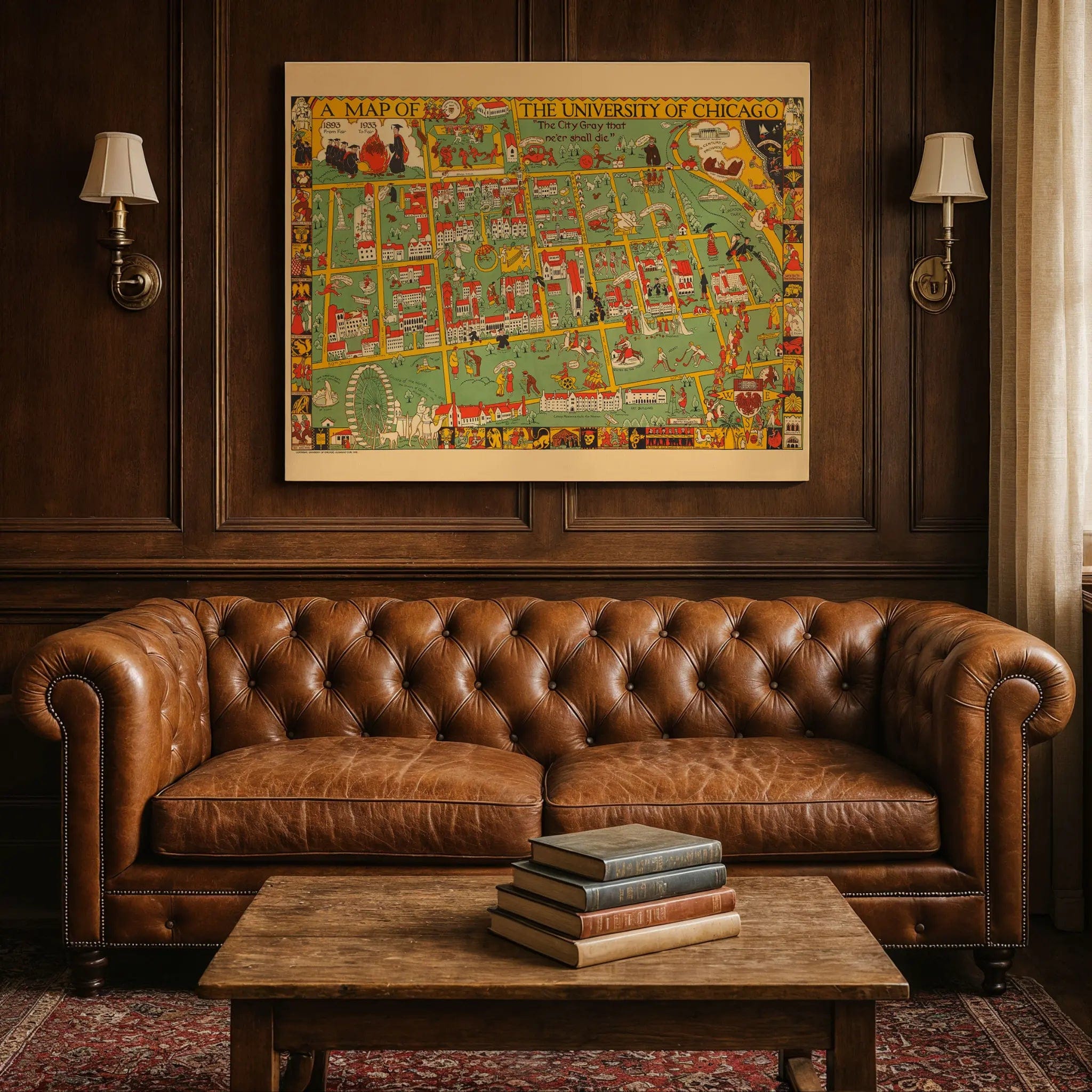 University of Chicago Vintage Map - 1932 Illustrated Campus Map - Archive Prints