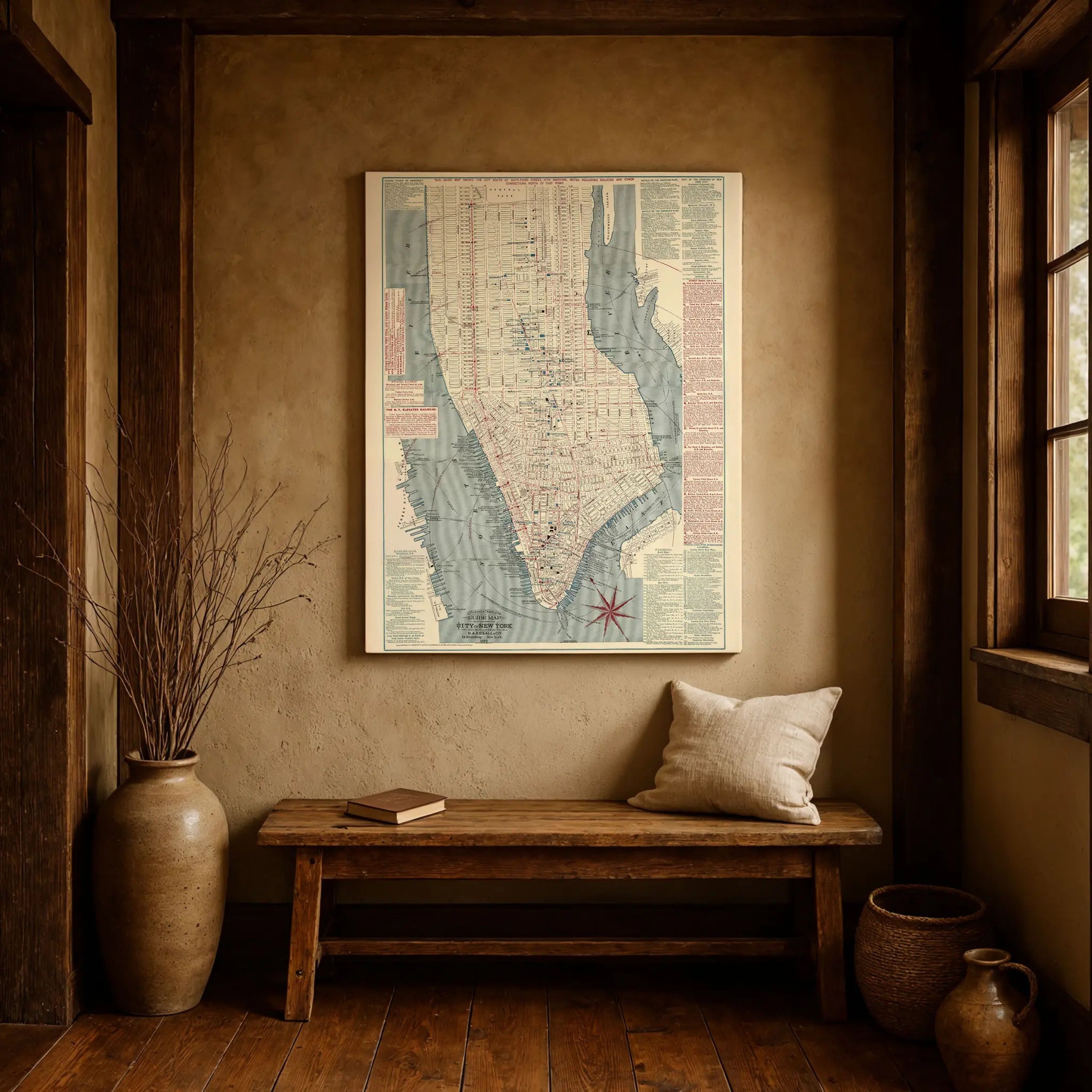 New York City Map - Vintage 1877 Citizens' & Travelers' Guide Map