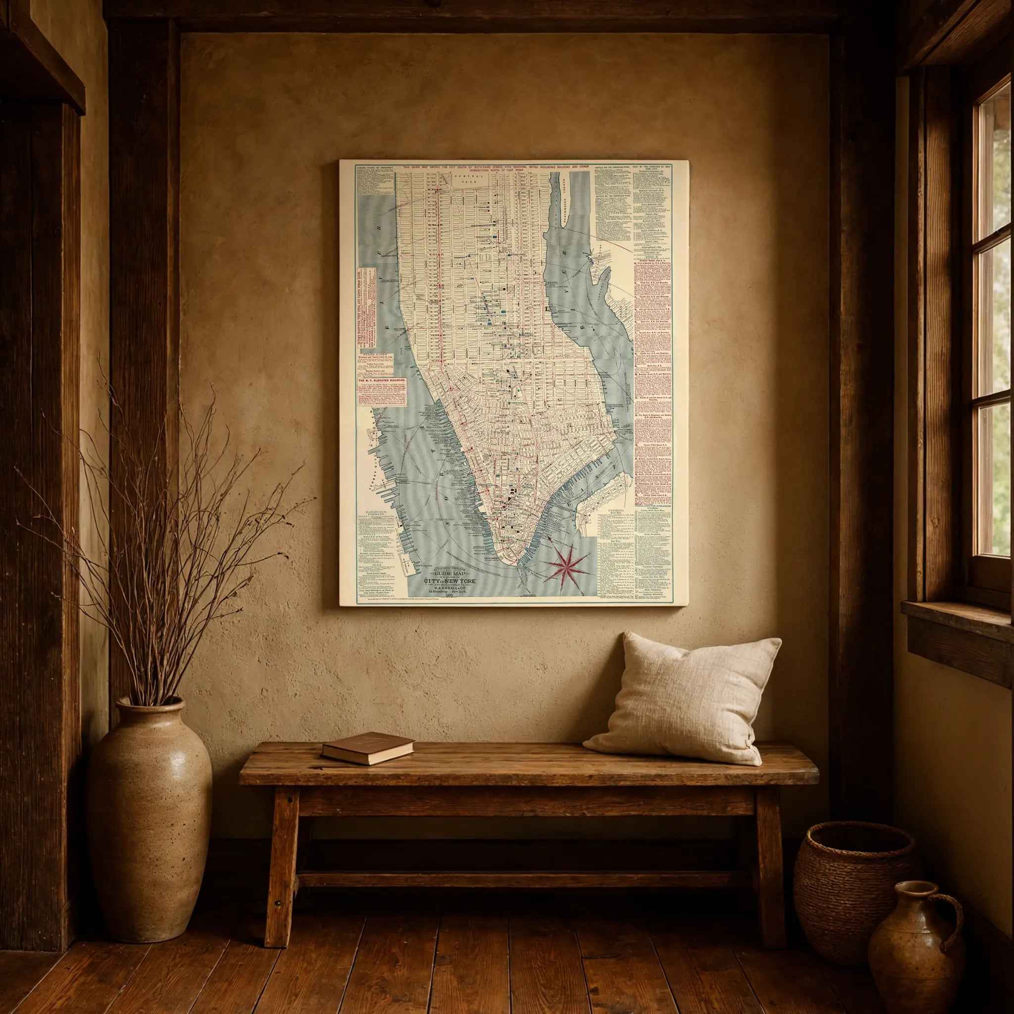 New York City Map - Vintage 1877 Citizens' & Travelers' Guide Map for Collectors