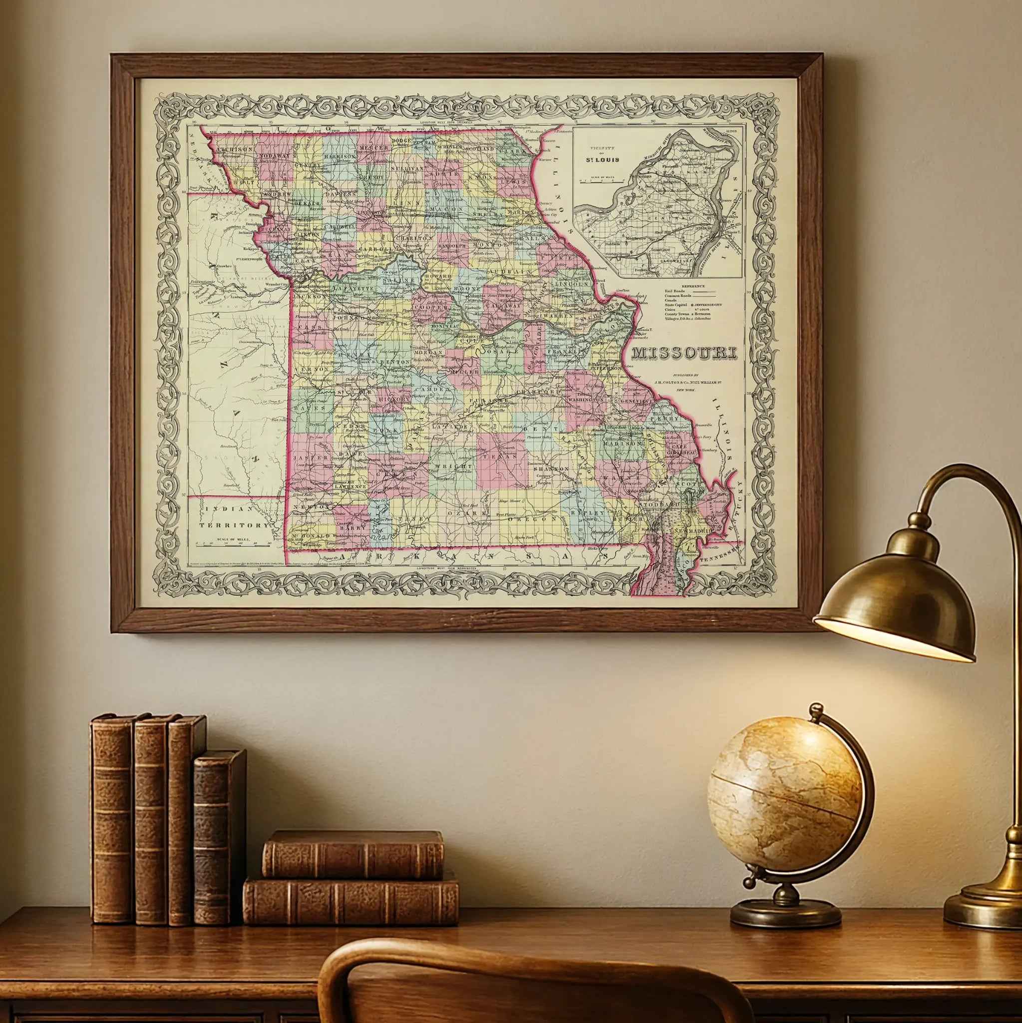 Missouri Map - Vintage State Map by Colton for Home Decor