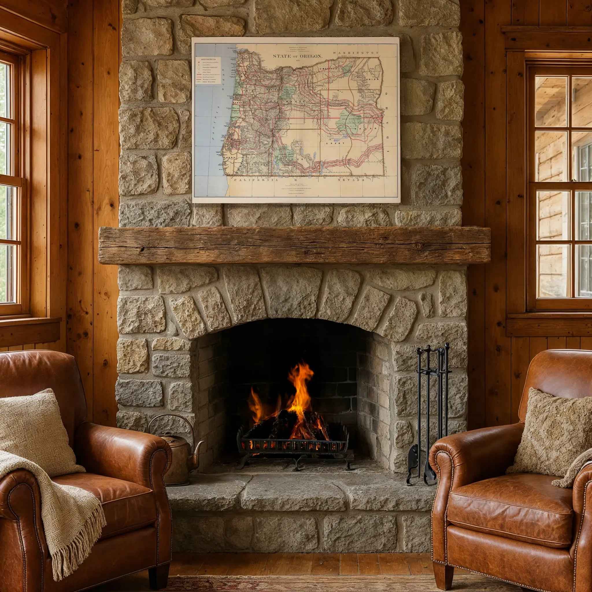 Oregon Map - Vintage 1876 Department of Interior Historical Map