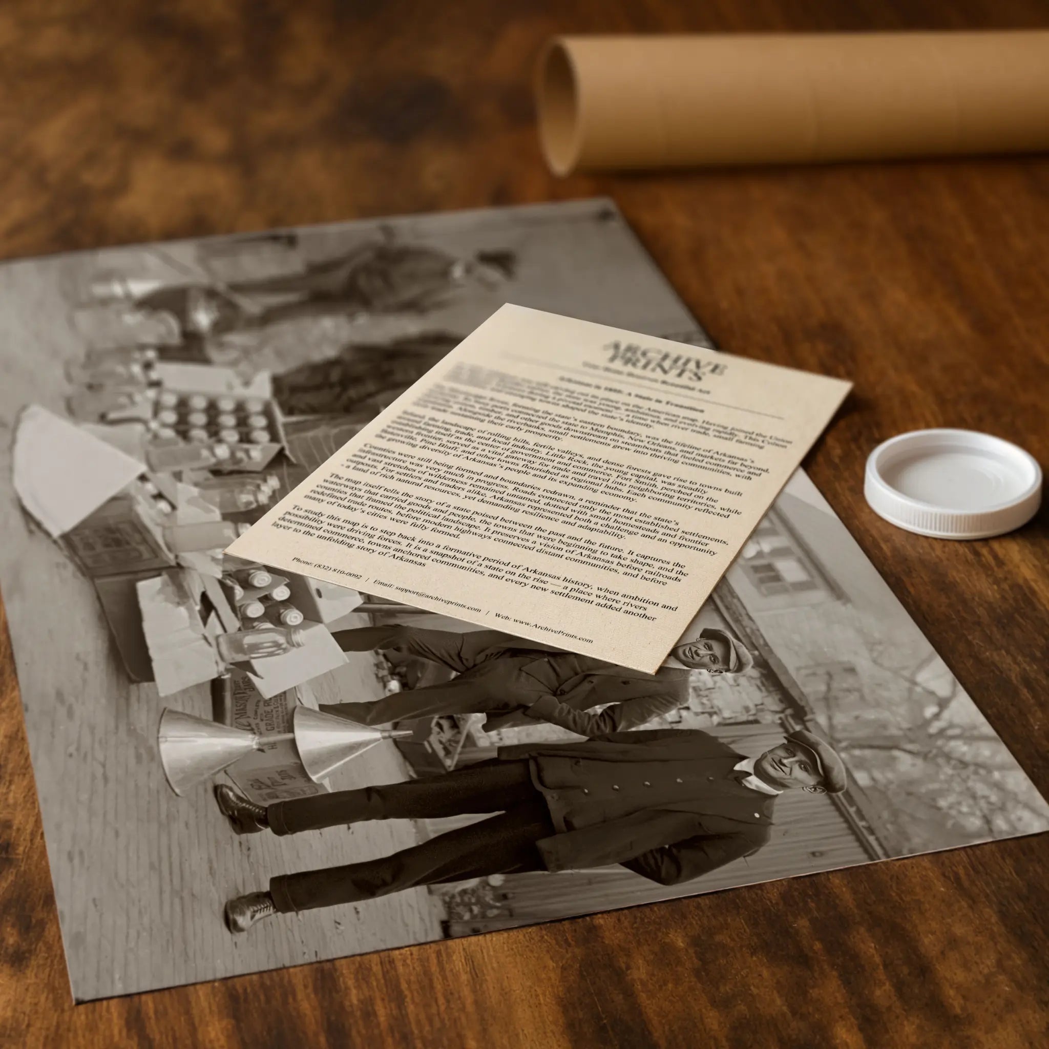 Professional packaging for moonshine still photograph with tube and historical documentation materials