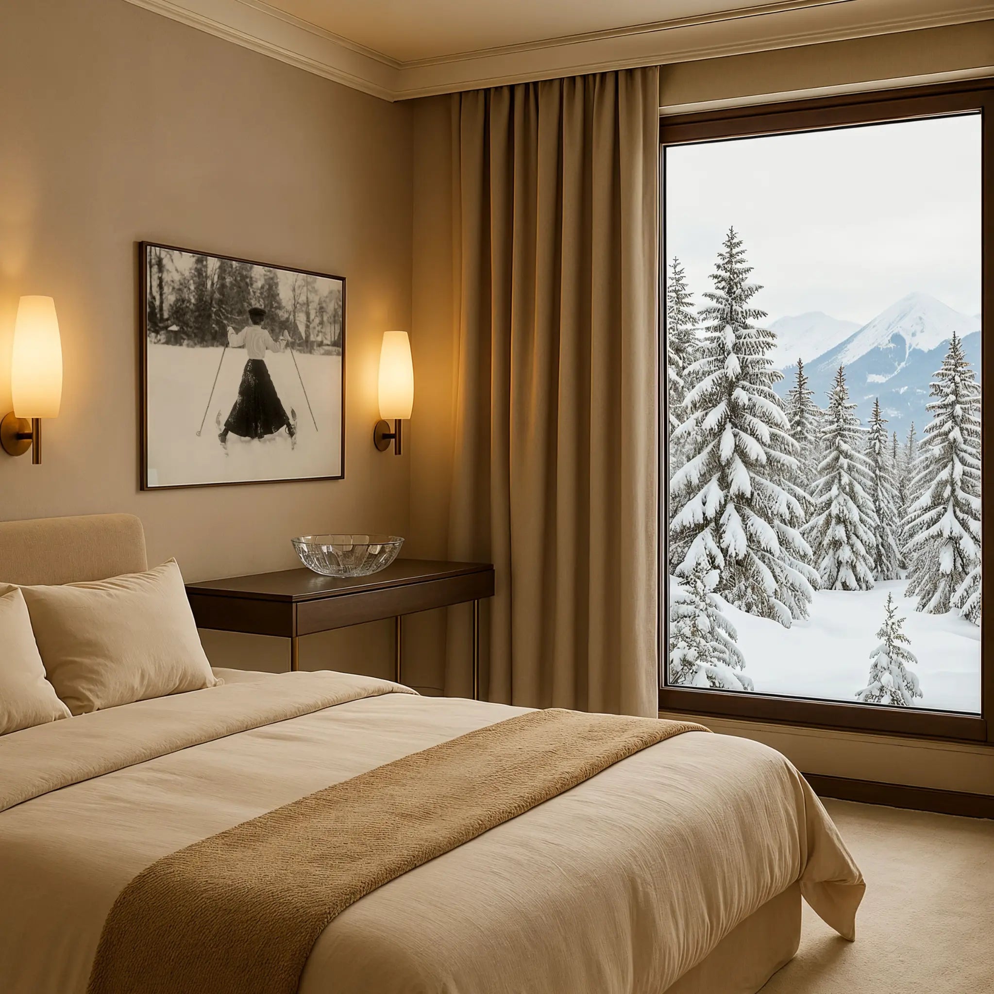 Victorian Skiing Photo in Winter Bedroom