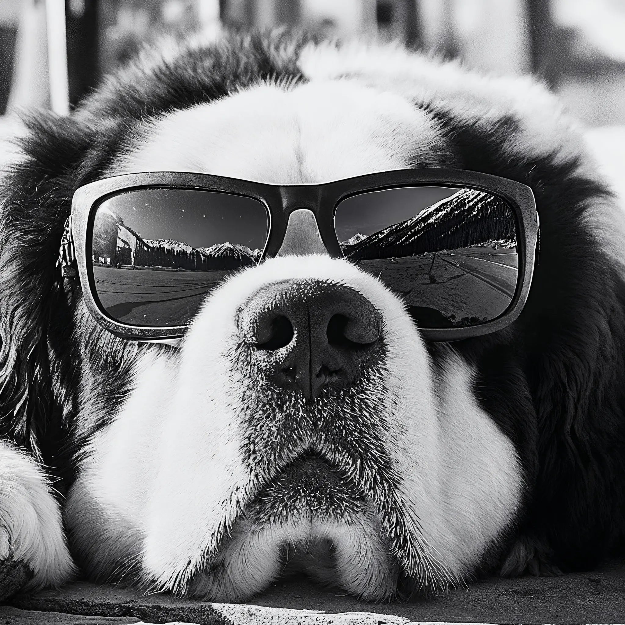 Skiing Dog Sunglasses Close-Up Detail