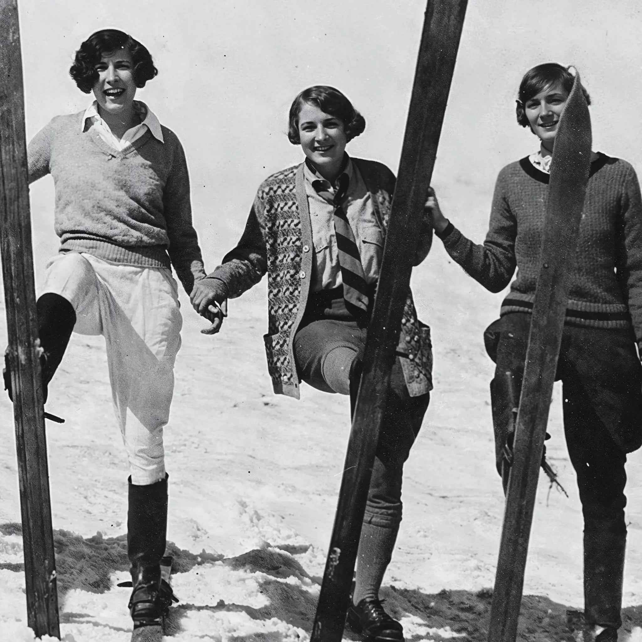 1920s Vintage Women Skiers Sports Photography - Golden Age Winter Sports Print