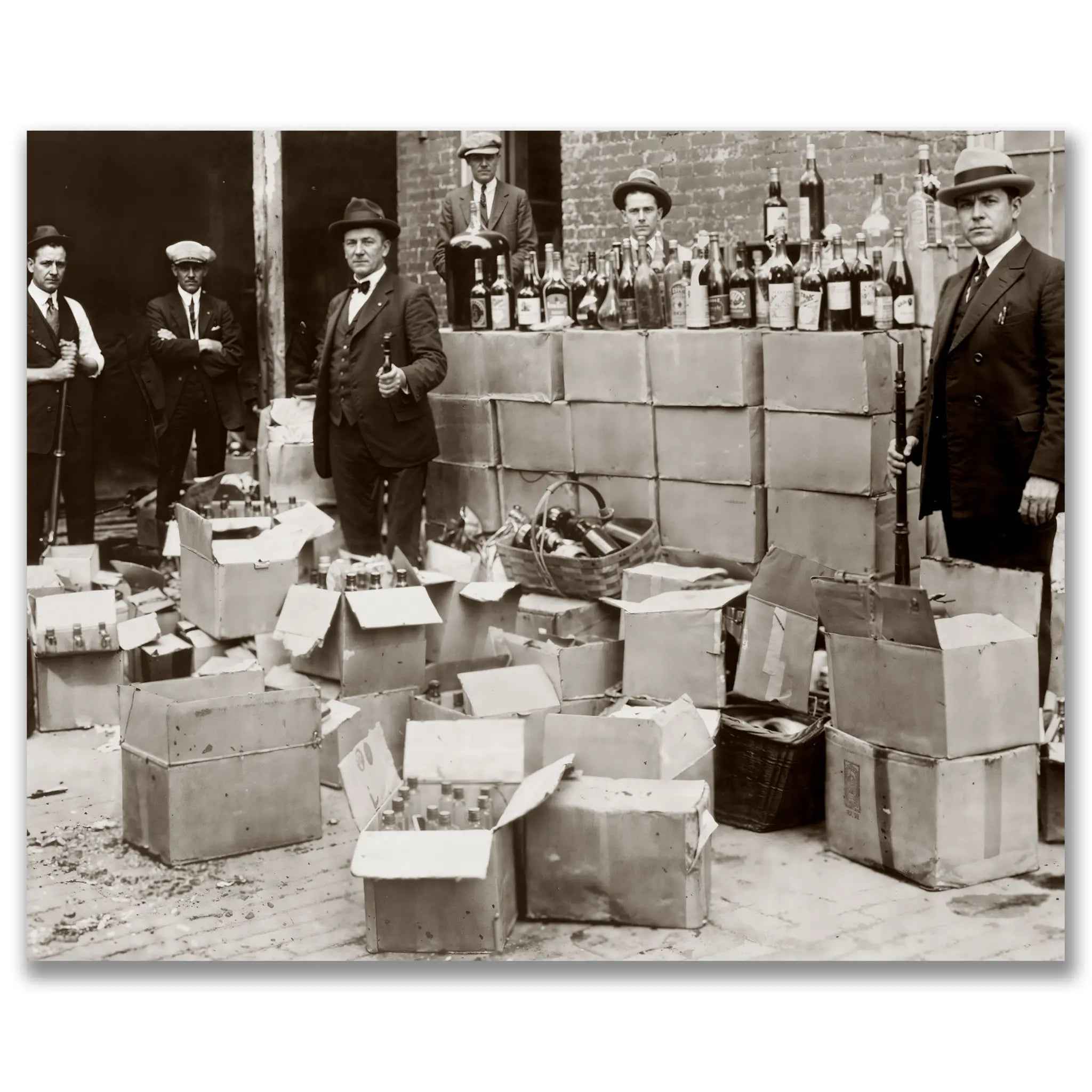 Prohibition Liquor Seizure - Federal Agents with Confiscated Evidence