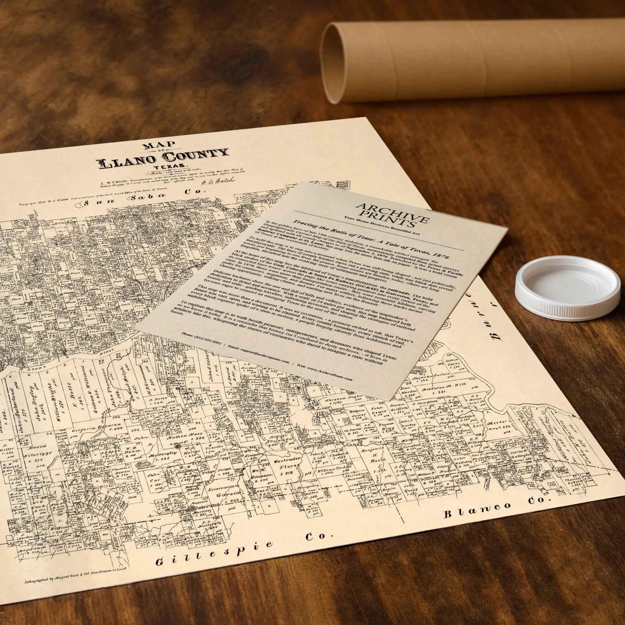 Llano County Vintage Map - Antique 1879 Texas General Land Office Map