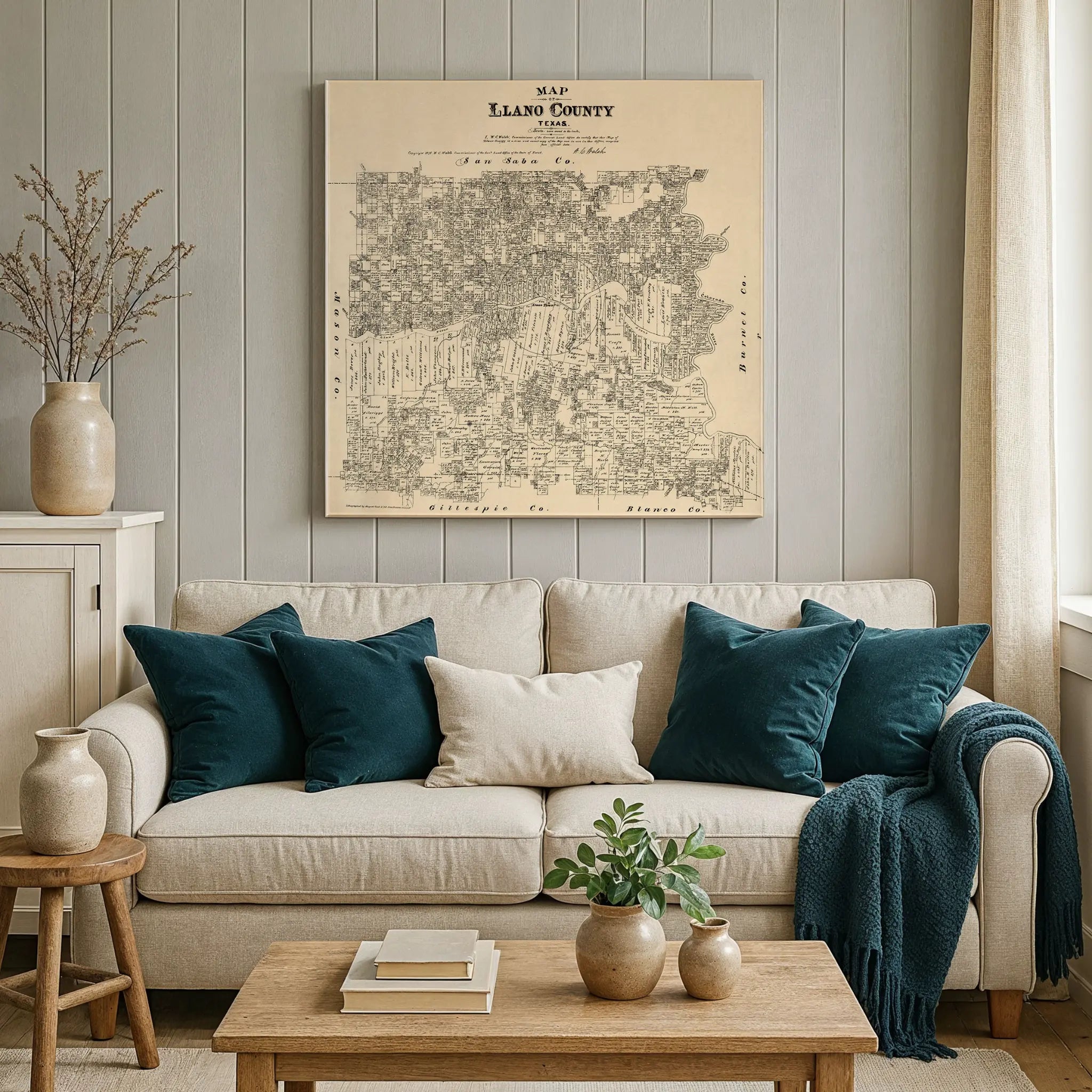 Llano County Map - Vintage 1879 Texas General Land Office Map