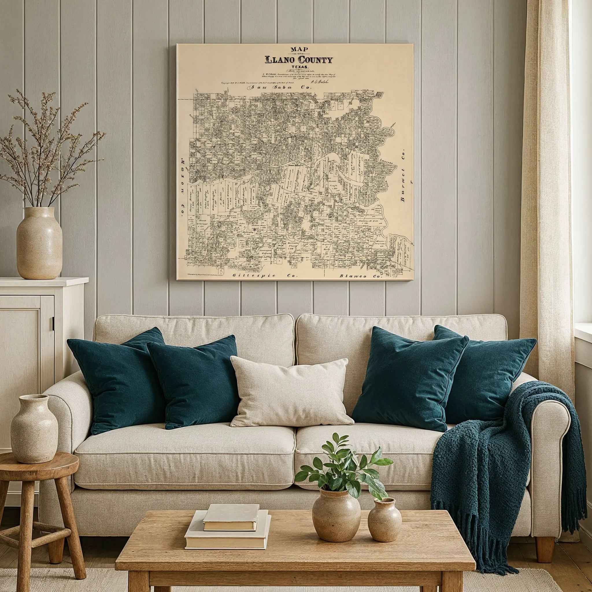 Llano County Vintage Map - Antique 1879 Texas General Land Office Map