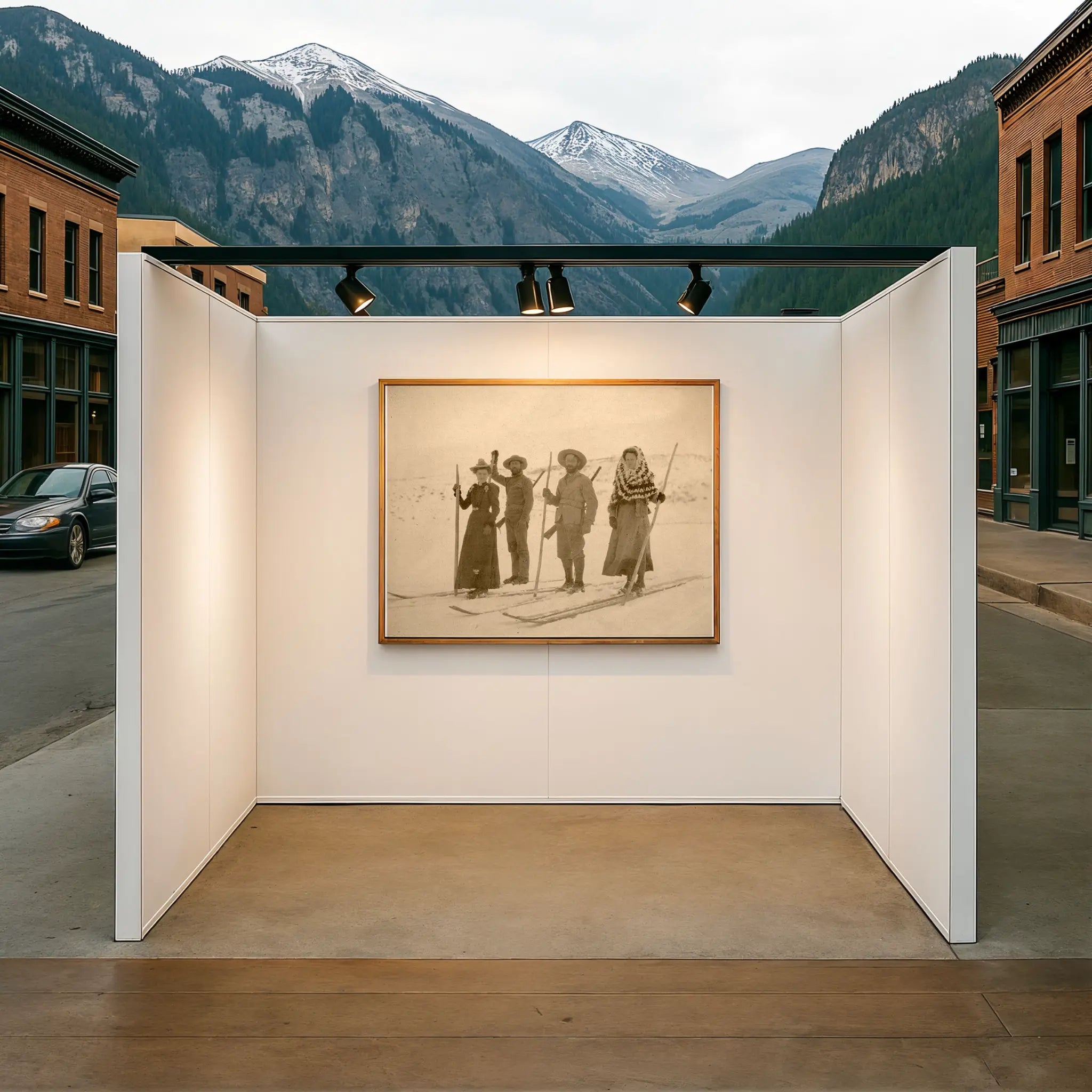 Vintage Ski Club Group Photo in Mountain Pop-Up Gallery