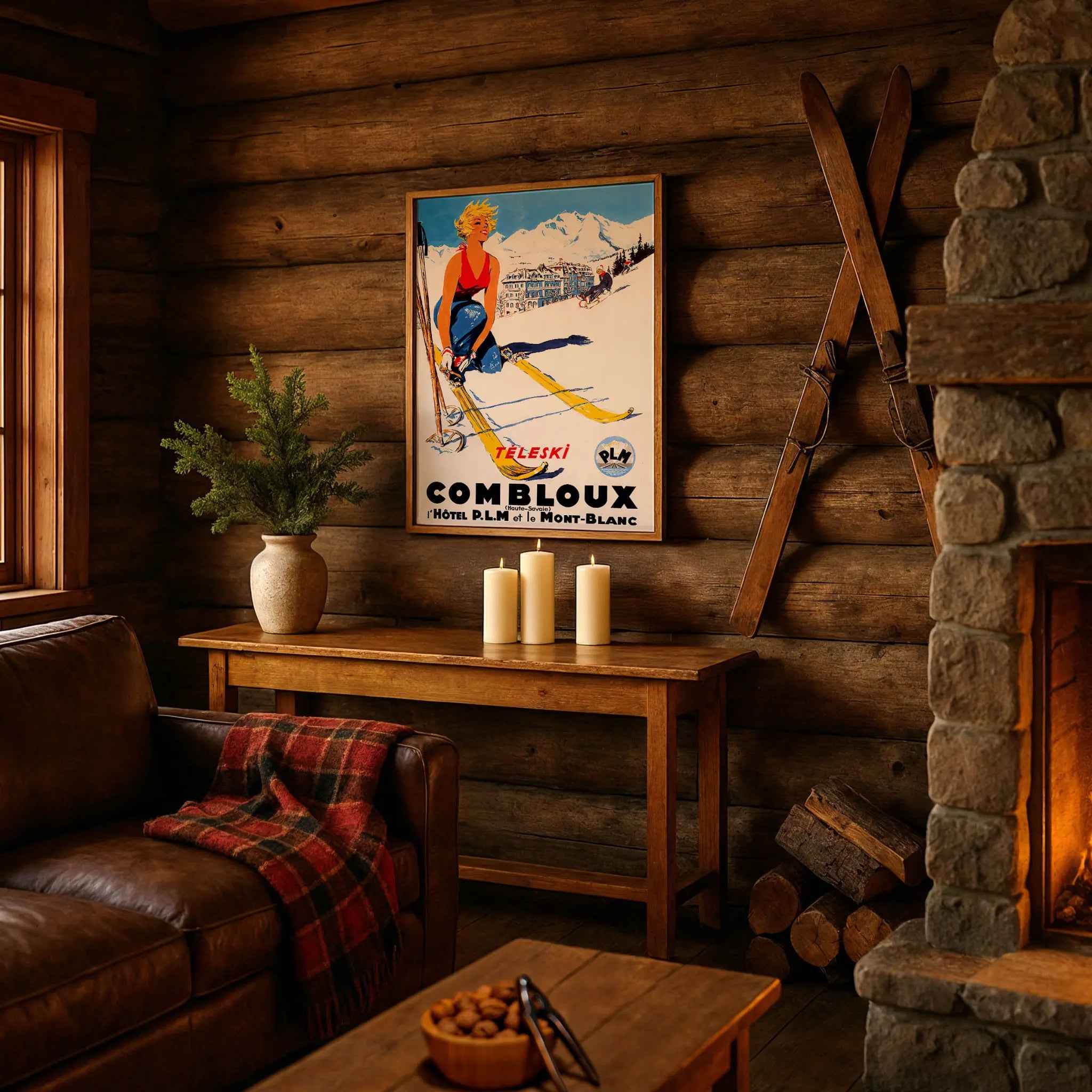 Vintage Combloux Ski Poster - French Alpine Travel Advertisement