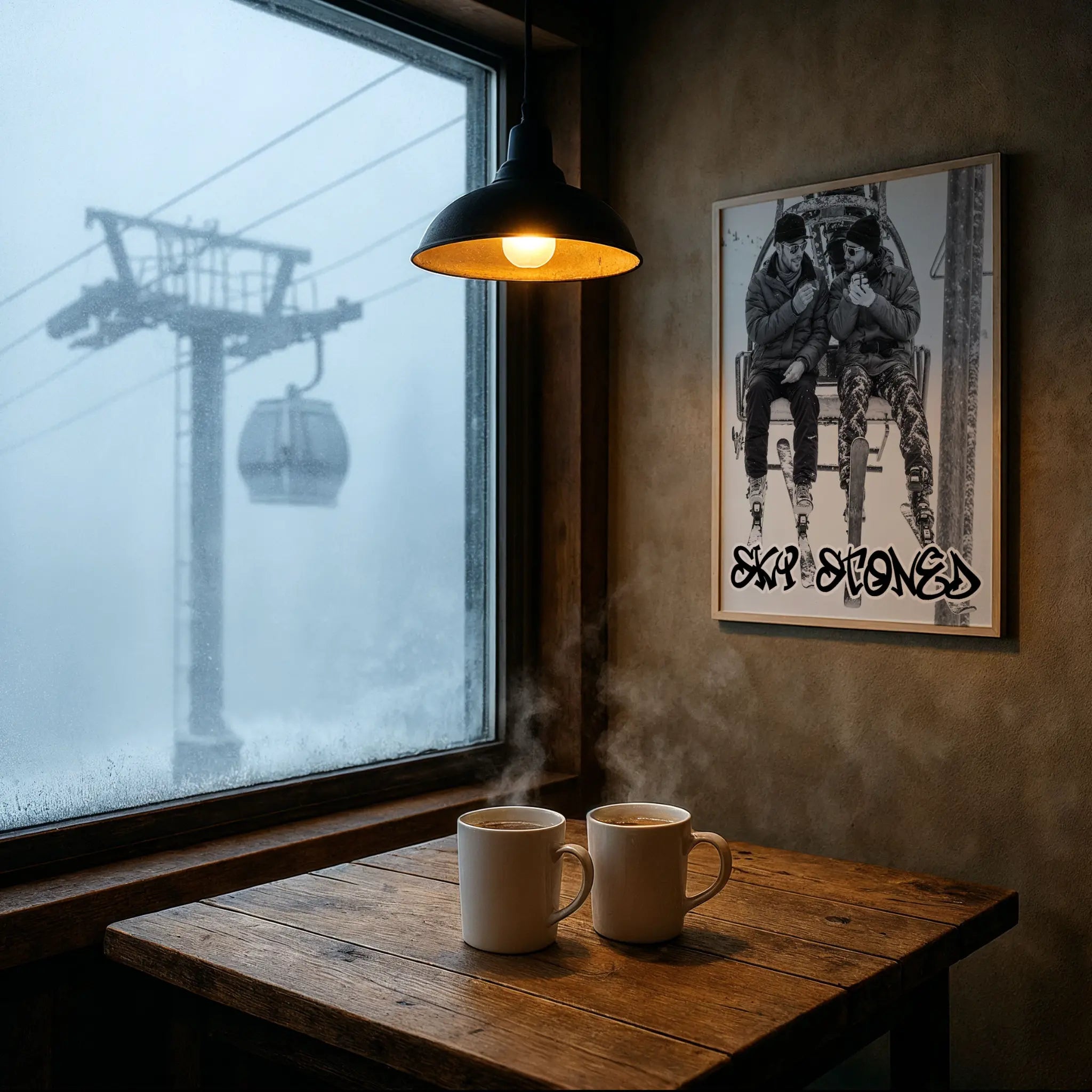 SKI STONED Art in Foggy Mountain Cafe