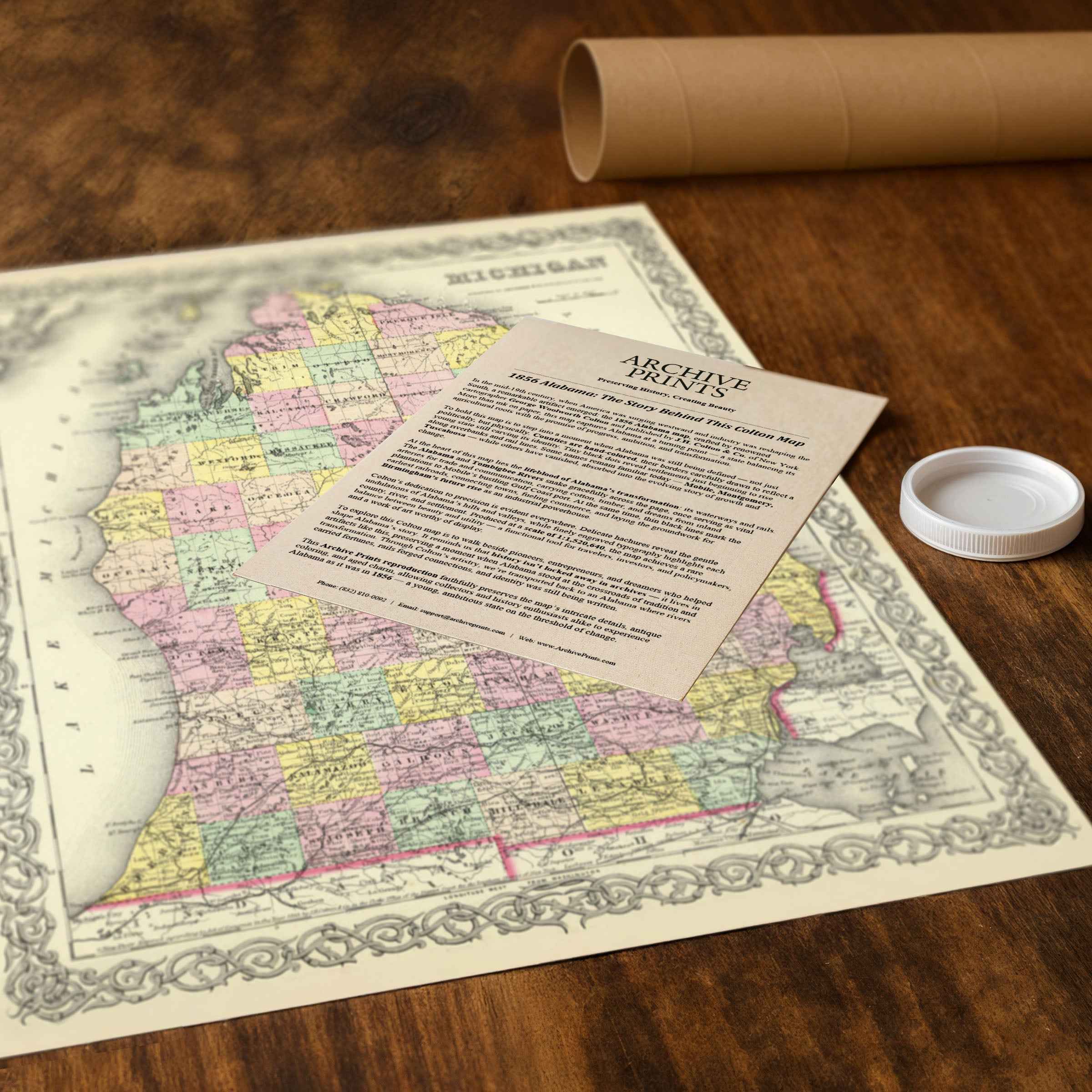 Michigan Map - Vintage State Map by Colton for Collectors and Home Decor