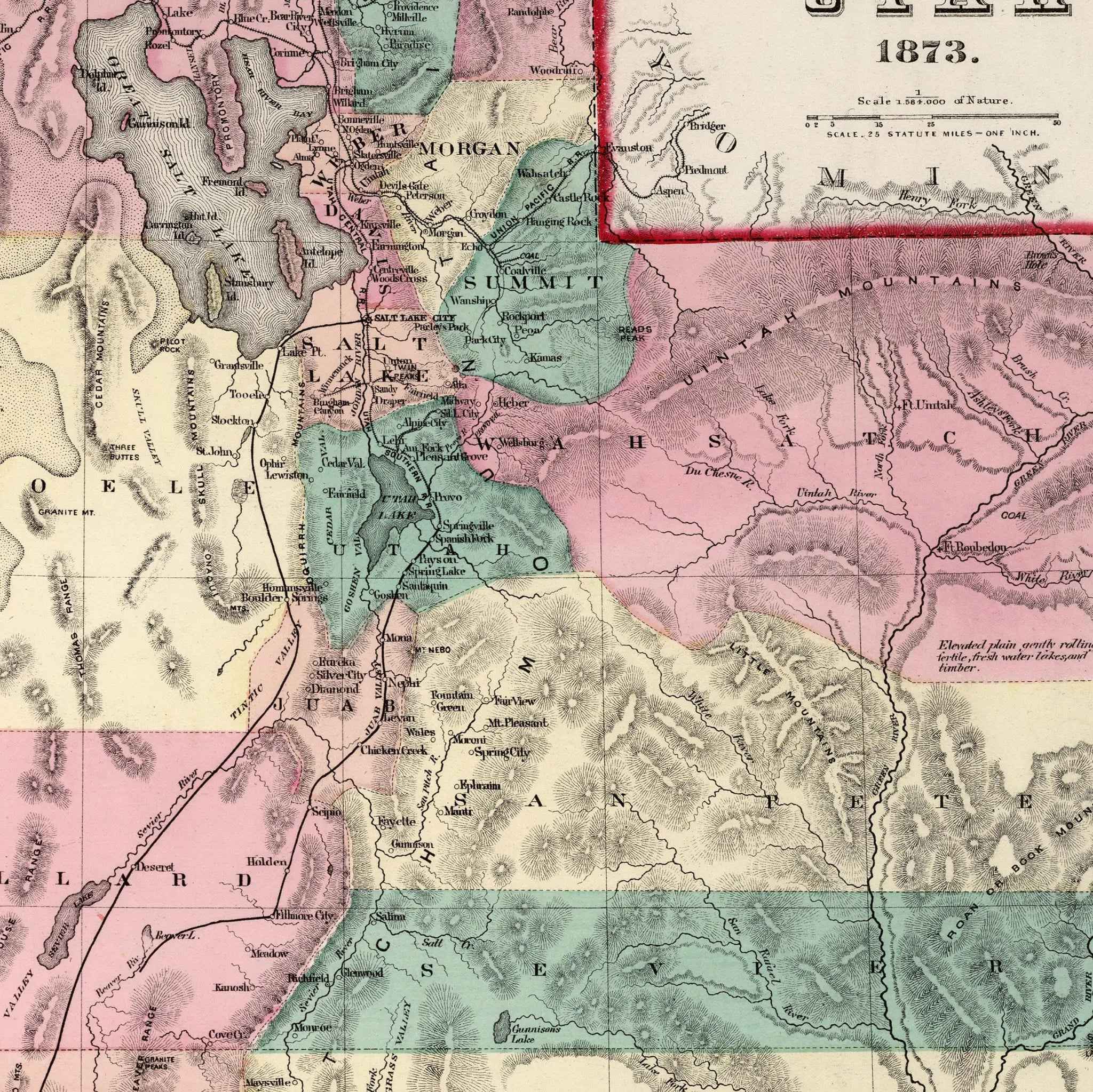 Utah Map - Vintage 1873 Gray's Atlas Historical Map for Collectors